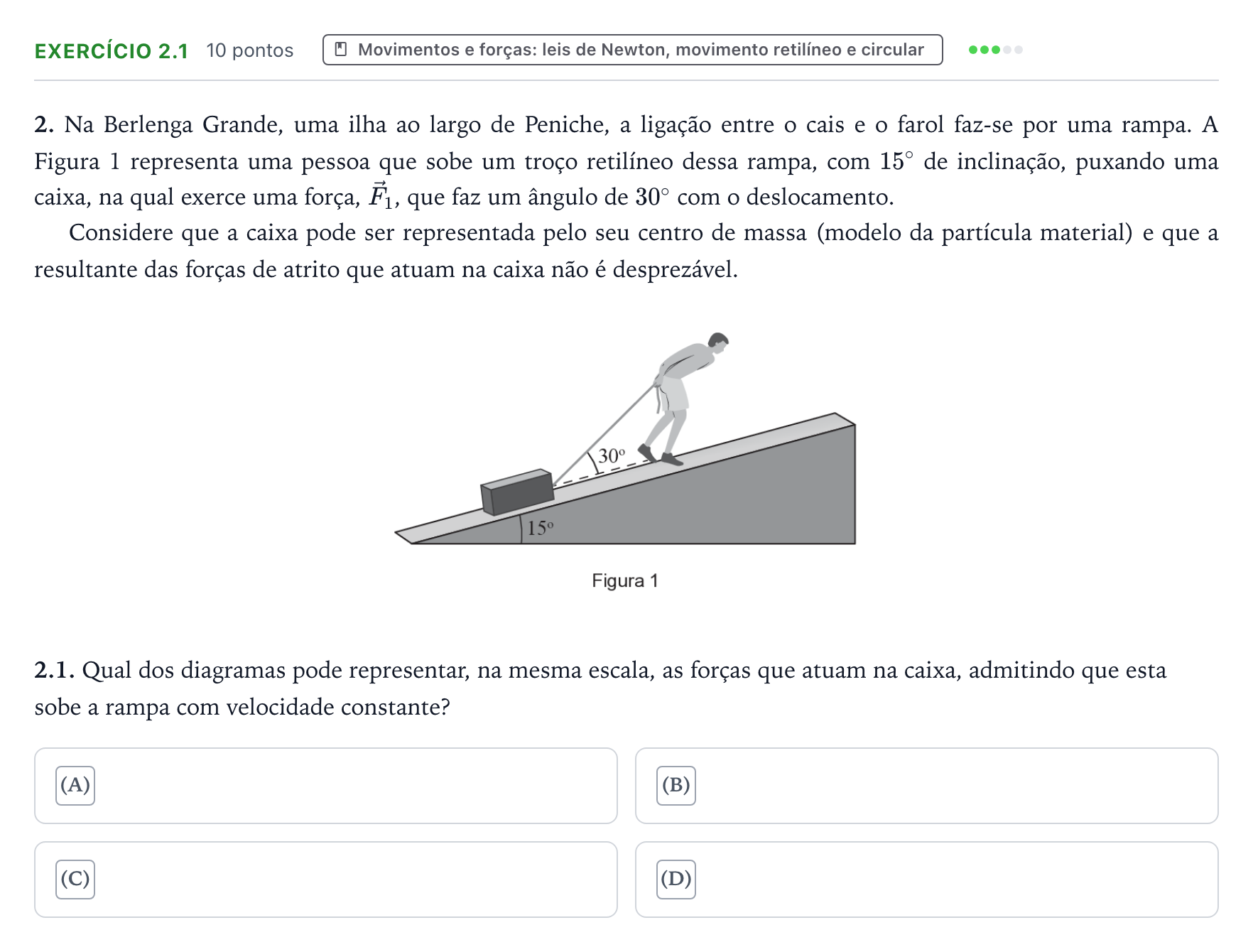 Enunciado: Exercício 2.1 · Exame Nacional Física e Química A Época especial 2025