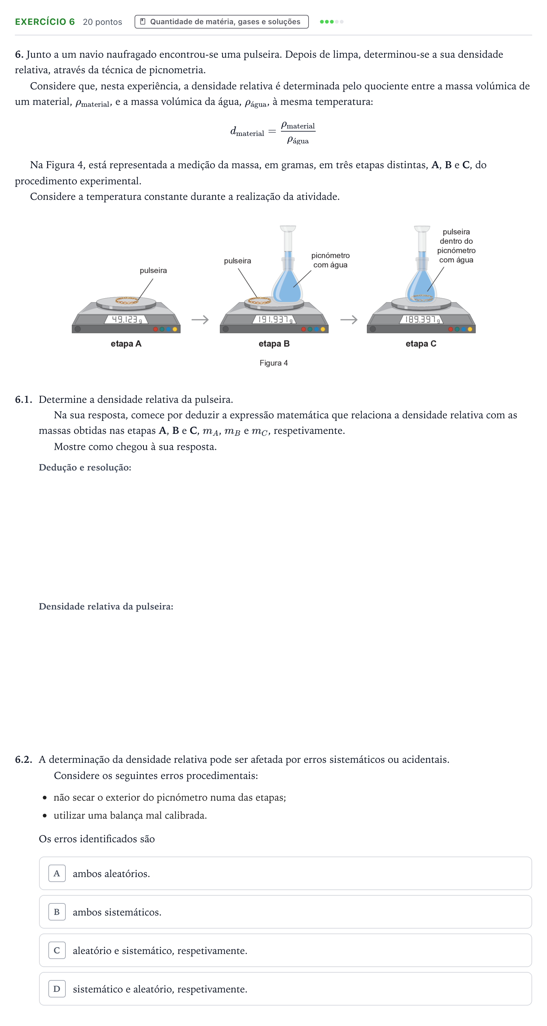 Enunciado: Exercício 6 · Exame Nacional Física e Química A Época especial 2025