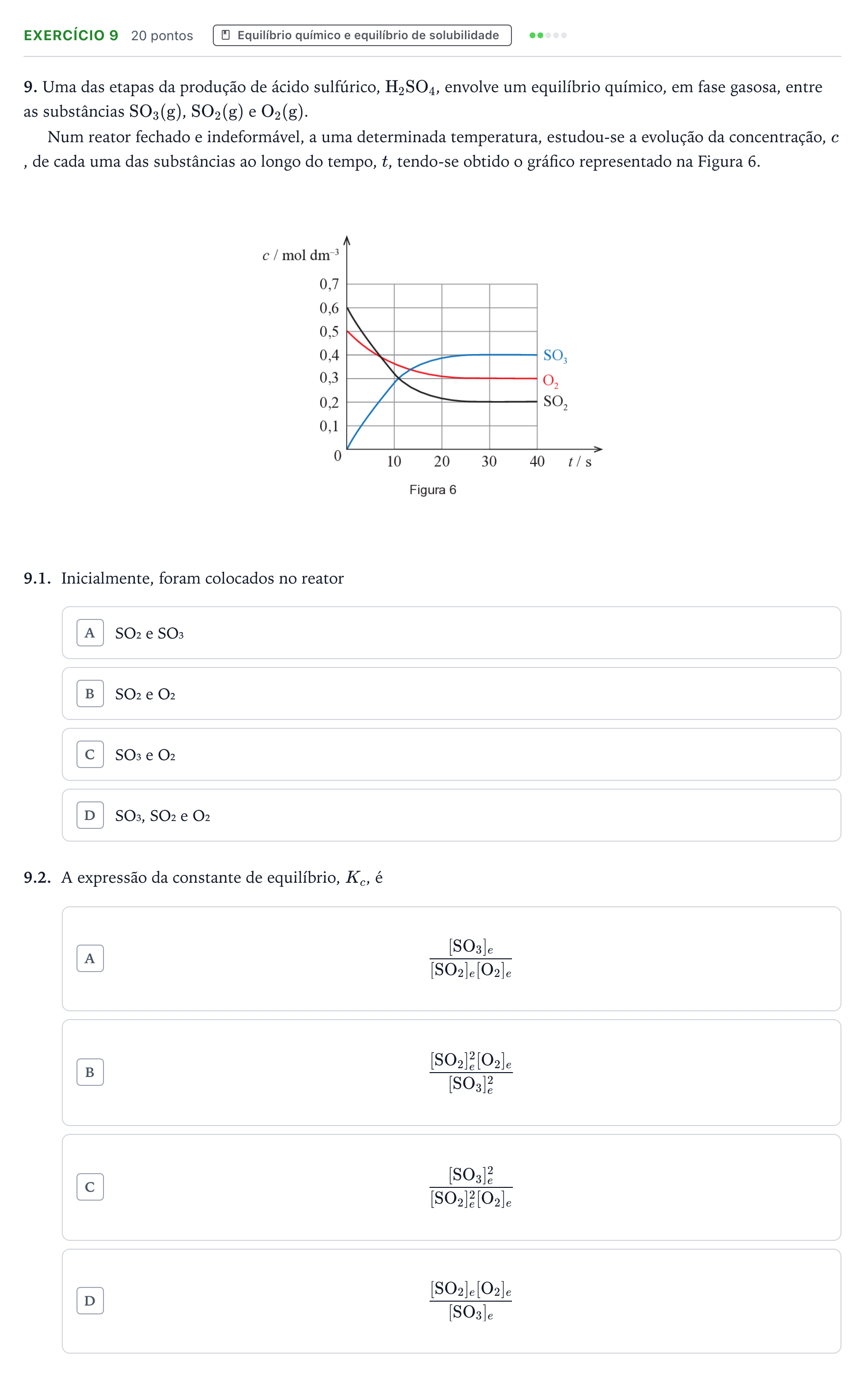 Enunciado: Exercício 9 · Exame Nacional Física e Química A Época especial 2025