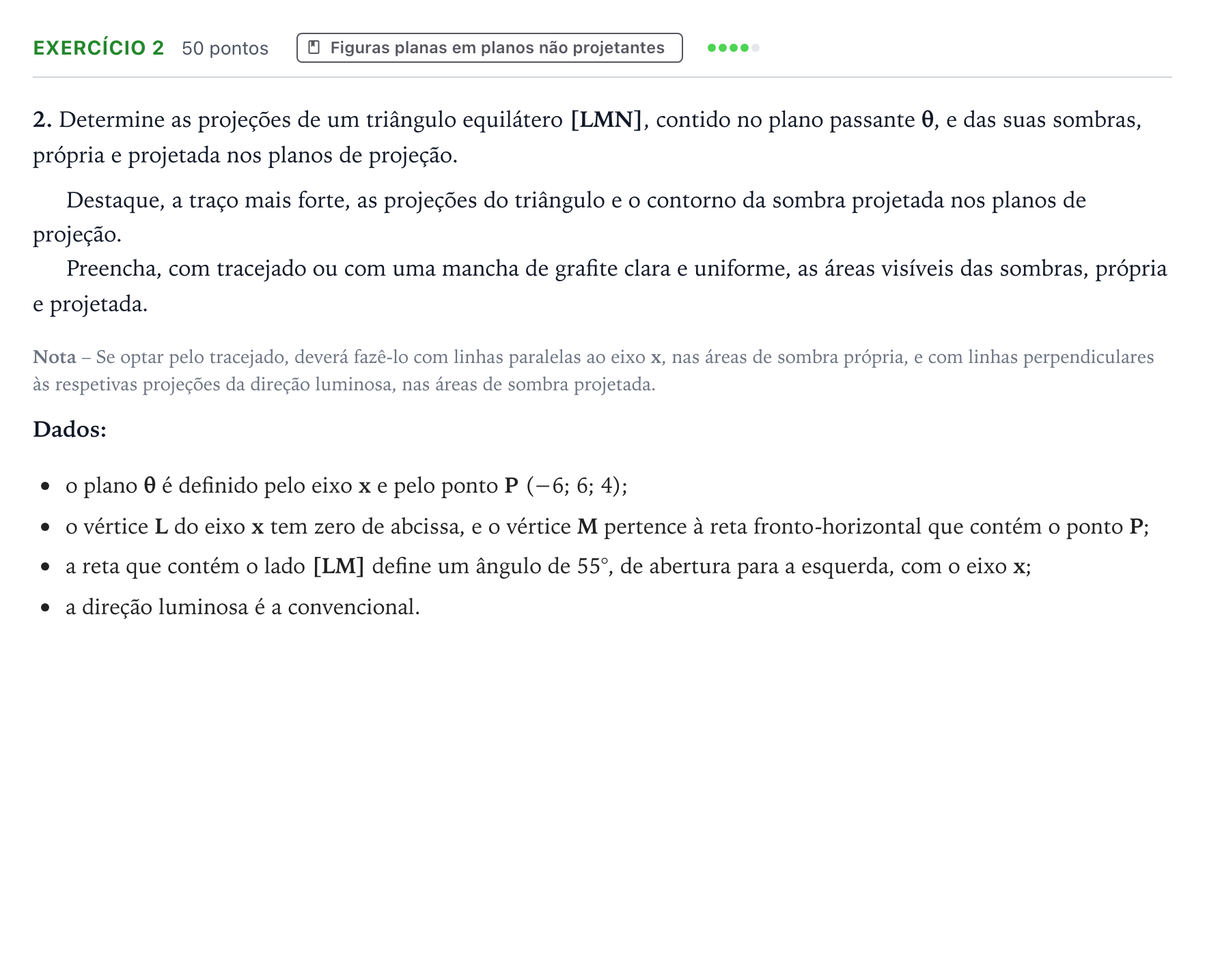 Enunciado: Exercício 2 · Exame Nacional Geometria Descritiva A 1.ª fase 2025