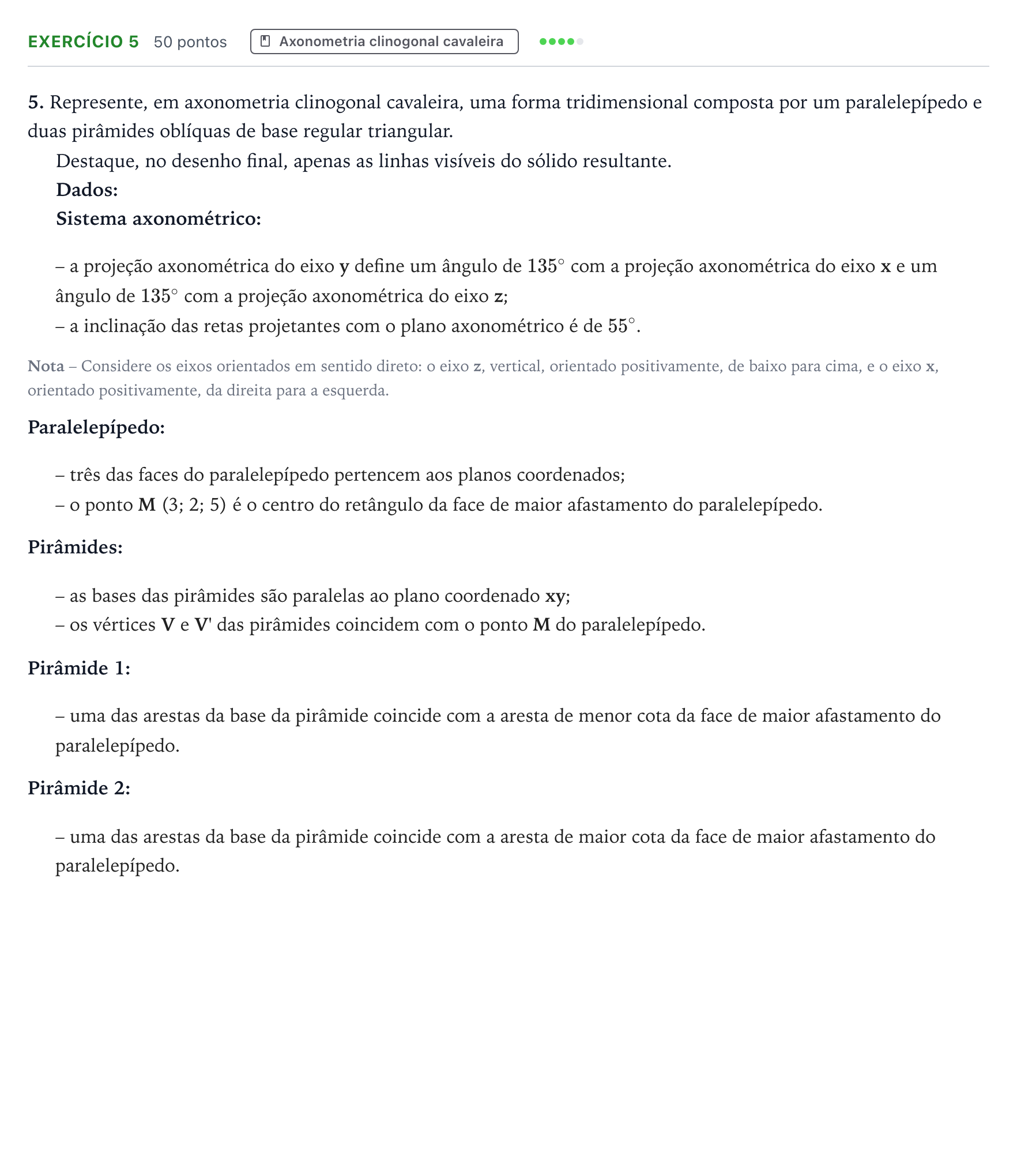 Enunciado: Exercício 5 · Exame Nacional Geometria Descritiva A 1.ª fase 2025