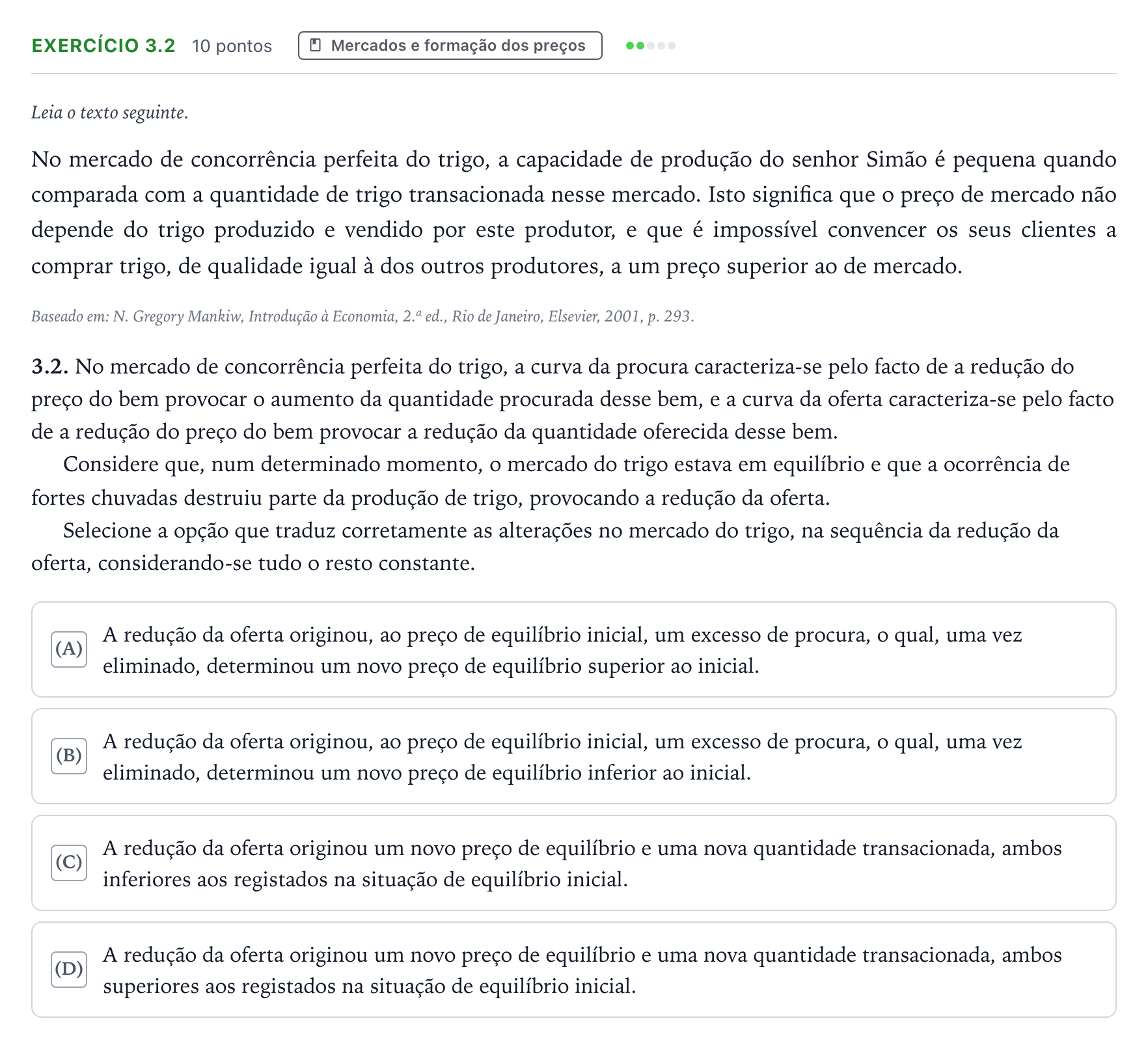 Enunciado: Exercício 3.2 · Exame Nacional Economia A 1.ª fase 2025