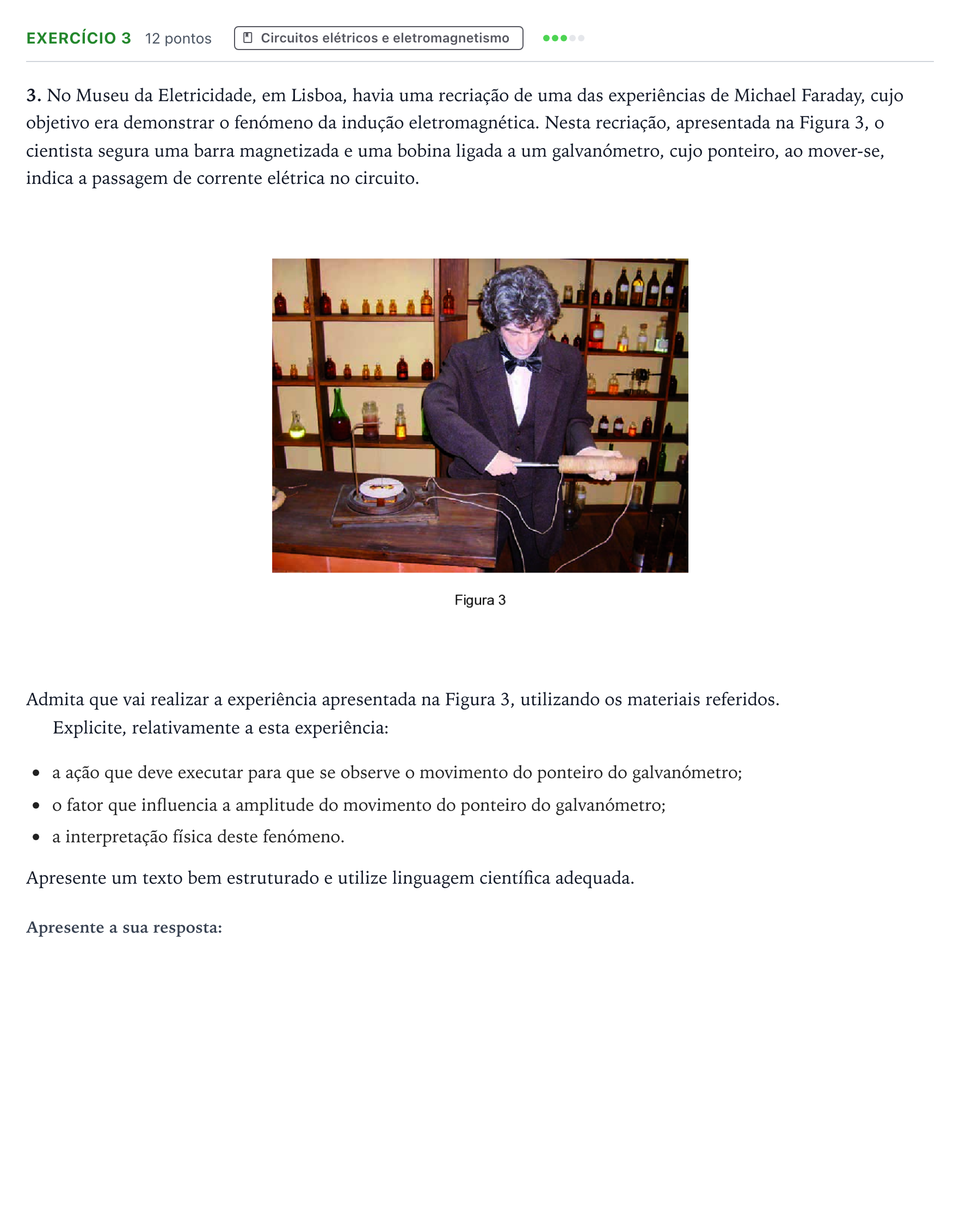 Enunciado: Exercício 3 - Circuitos elétricos e eletromagnetismo · Exame Nacional Física e Química A 1.ª fase 2025