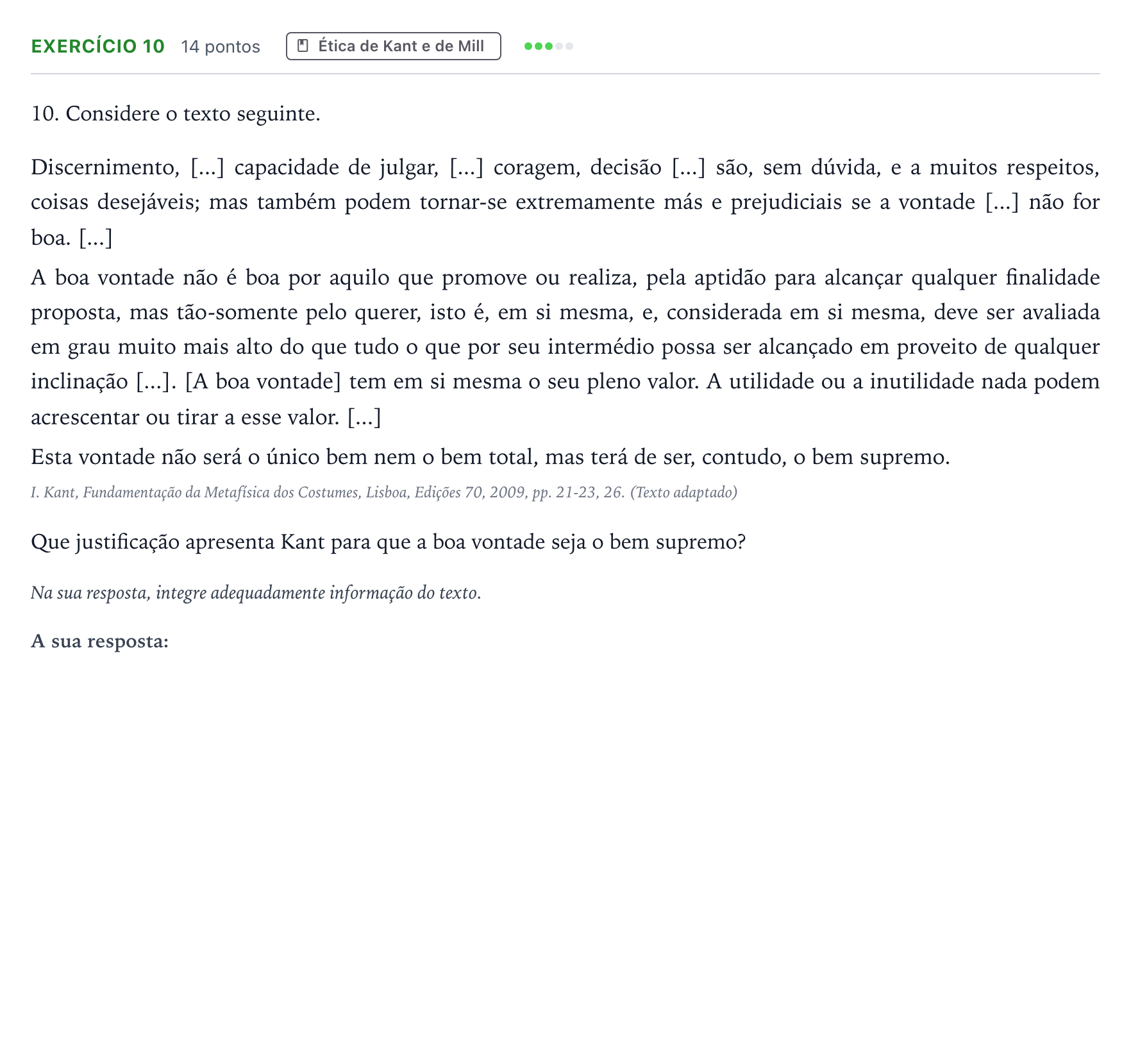 Enunciado: Exercício 10 · Exame Nacional Filosofia 1.ª fase 2025