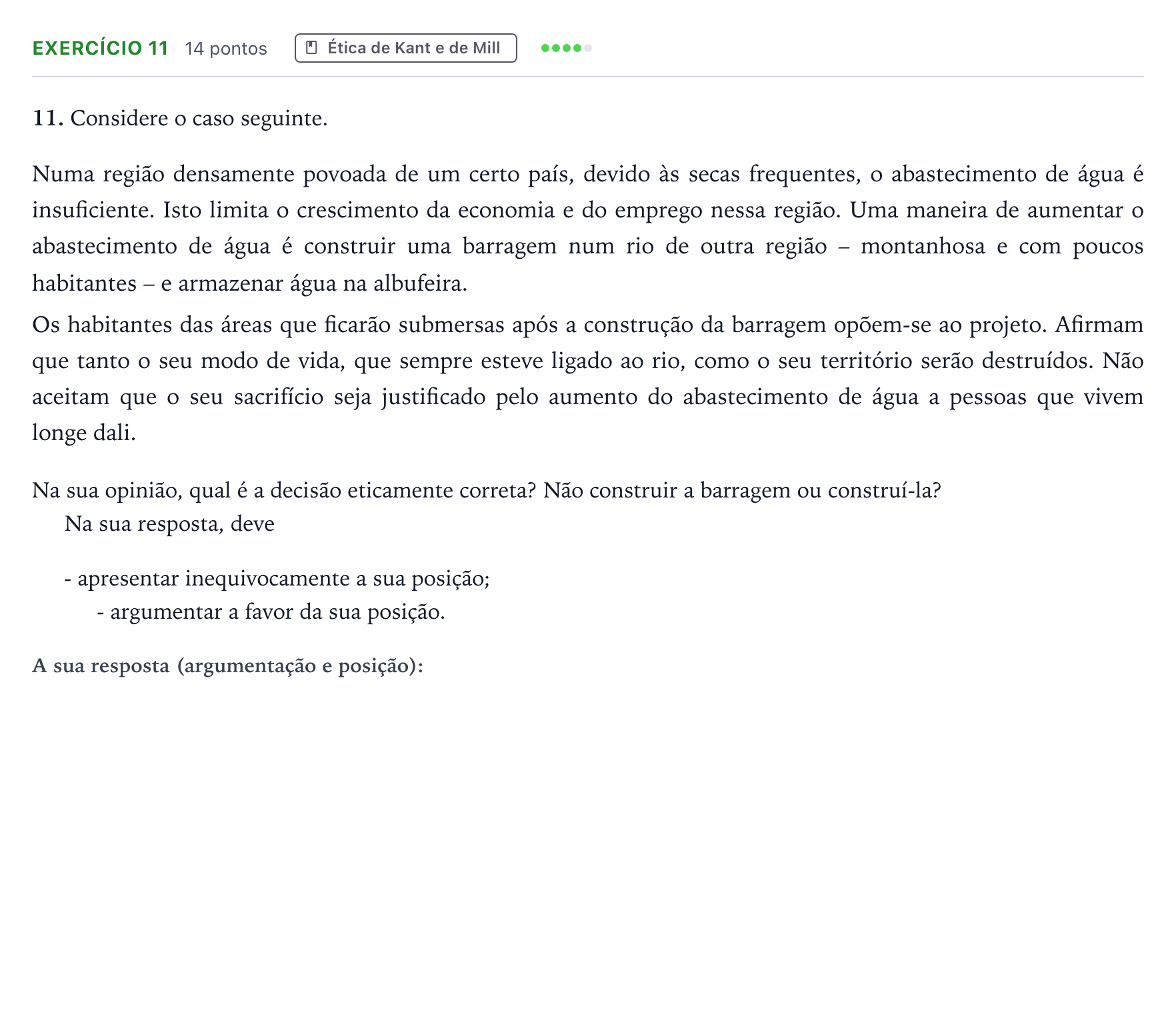 Enunciado: Exercício 11 · Exame Nacional Filosofia 1.ª fase 2025