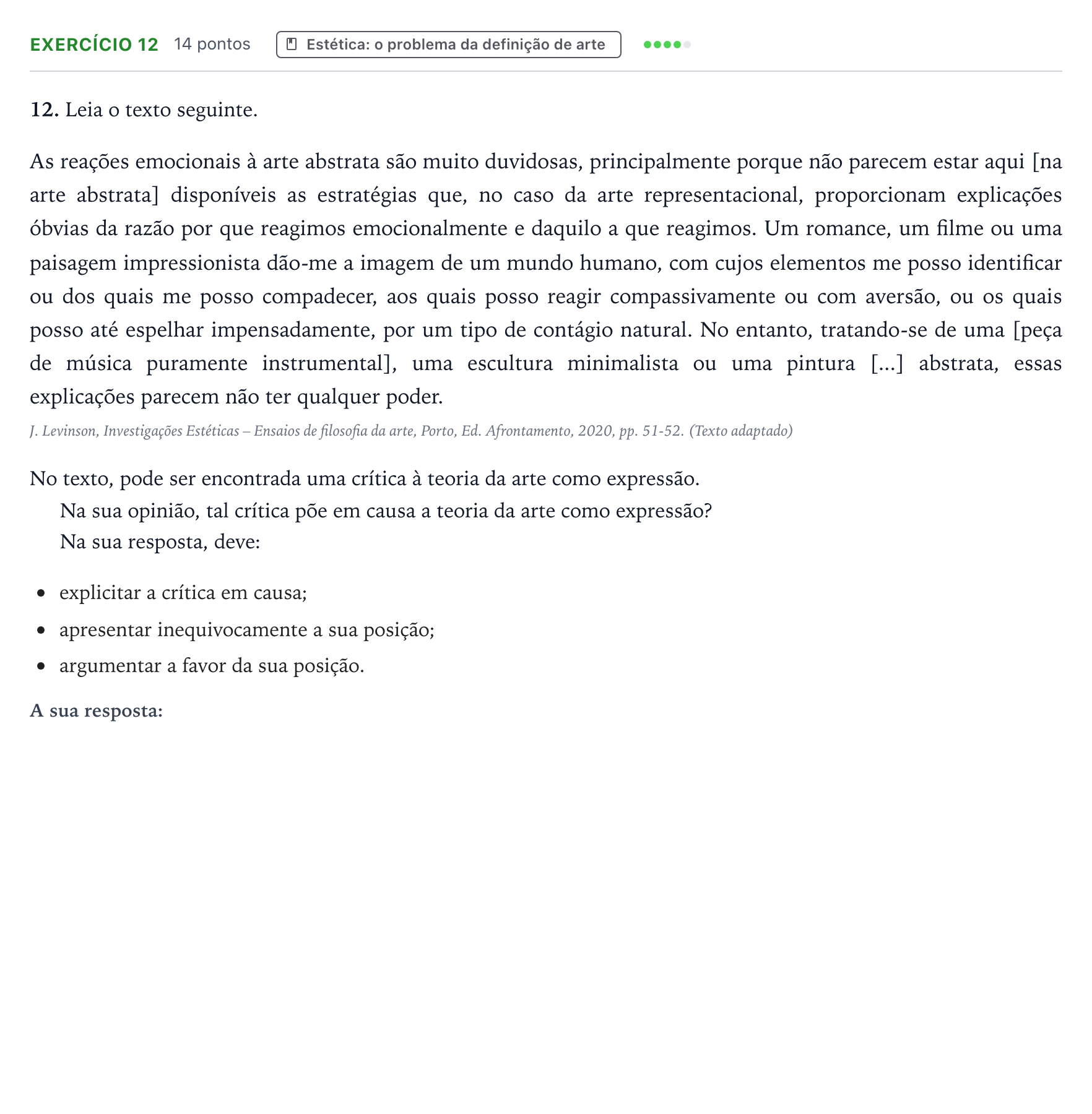Enunciado: Exercício 12 · Exame Nacional Filosofia 1.ª fase 2025