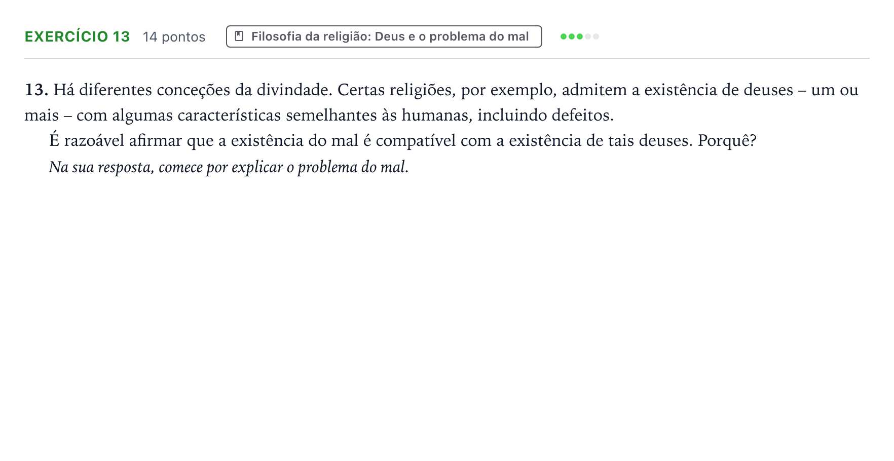 Enunciado: Exercício 13 · Exame Nacional Filosofia 1.ª fase 2025