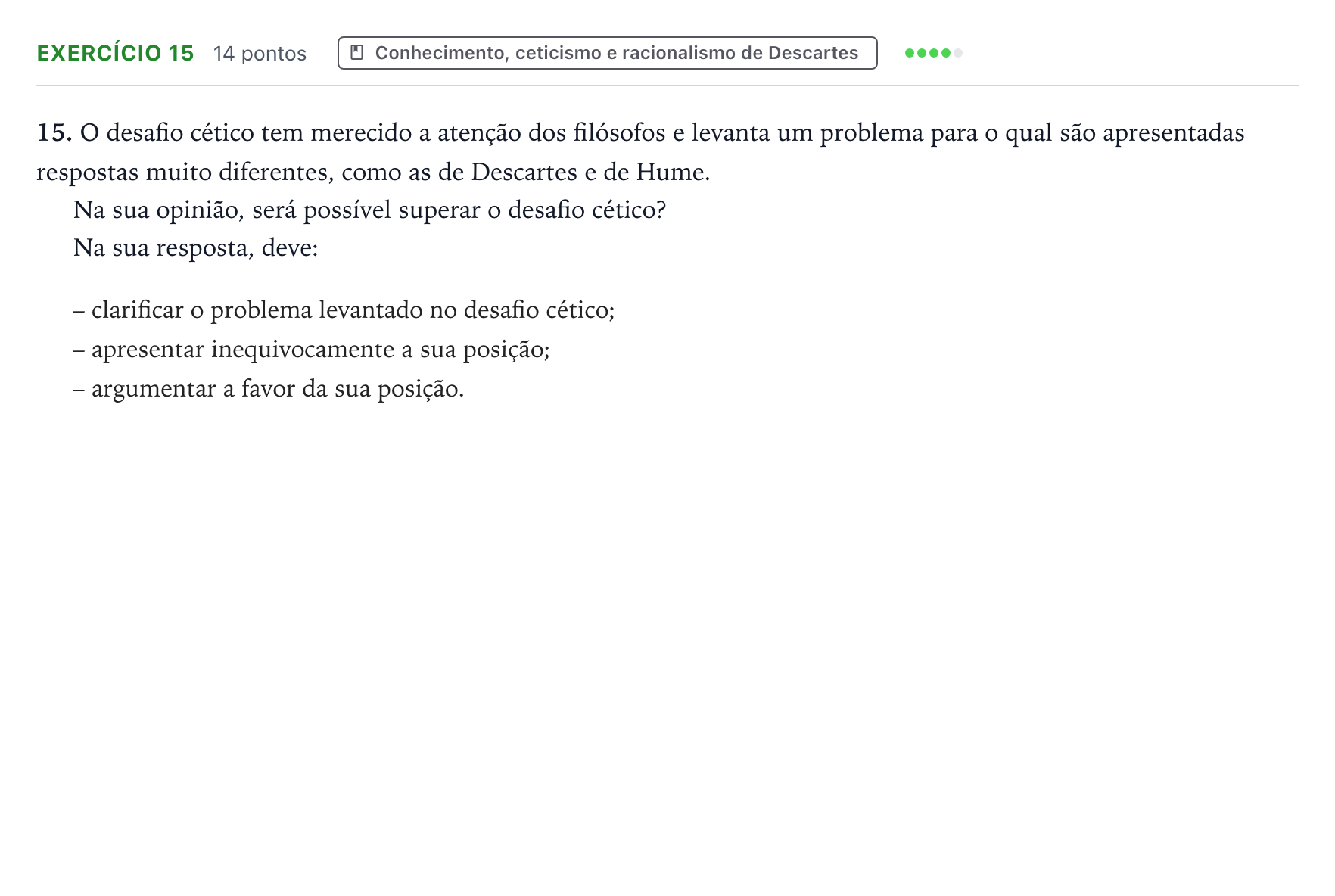 Enunciado: Exercício 15 · Exame Nacional Filosofia 1.ª fase 2025