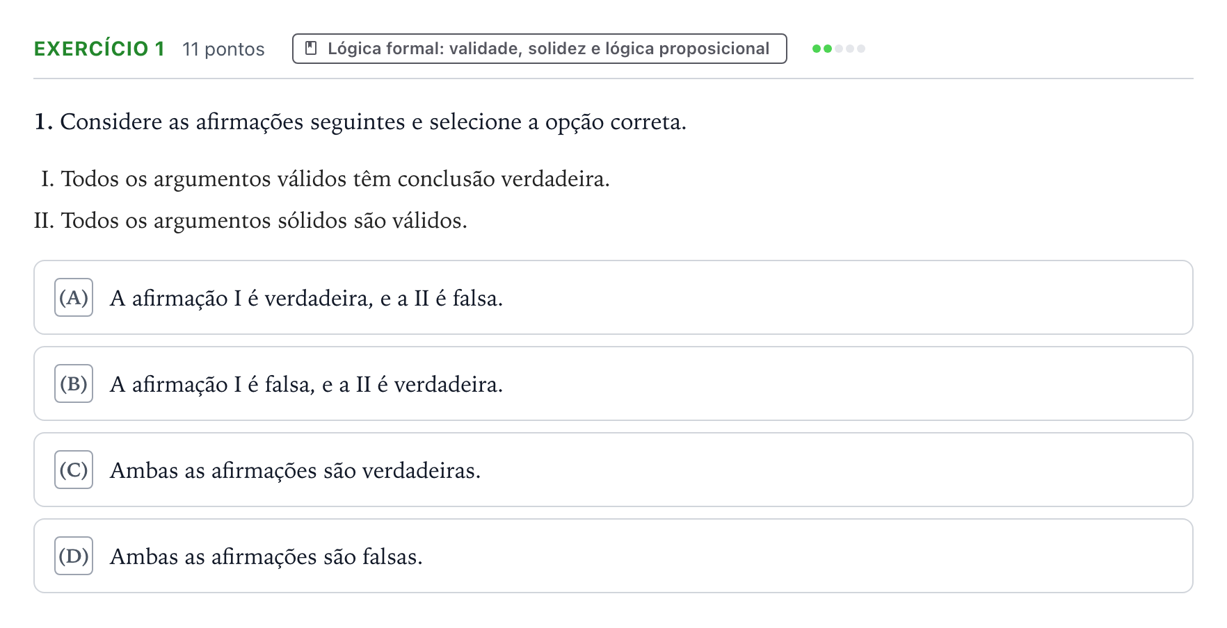 Enunciado: Exercício 1 · Exame Nacional Filosofia 1.ª fase 2025