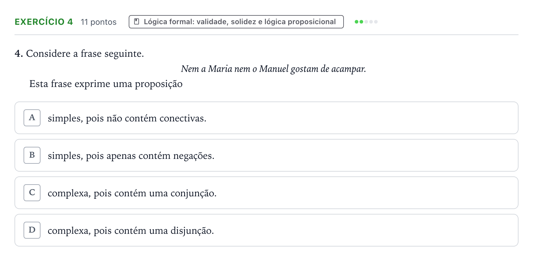 Enunciado: Exercício 4 · Exame Nacional Filosofia 1.ª fase 2025