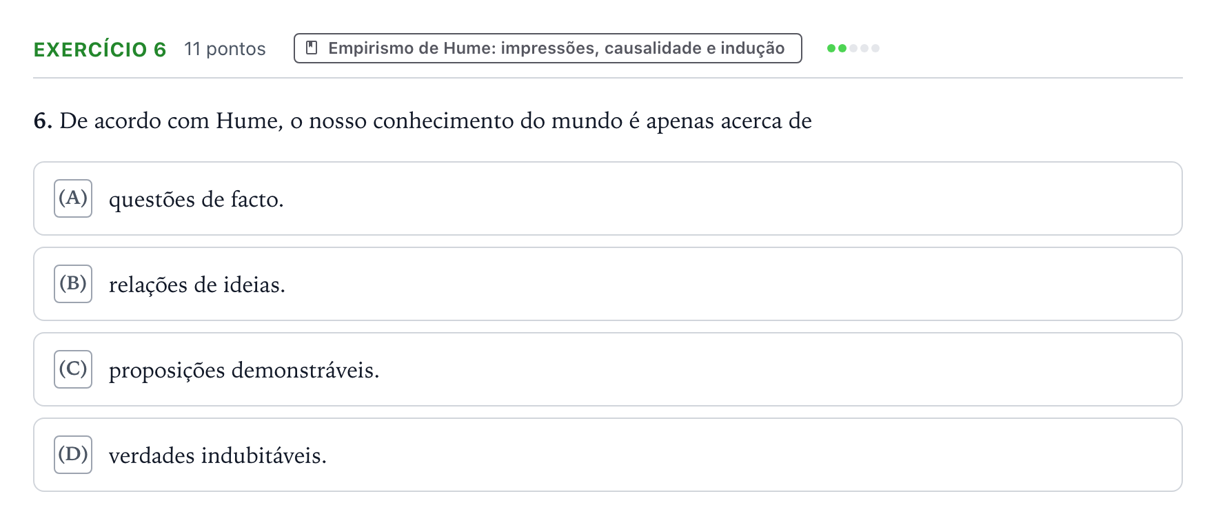Enunciado: Exercício 6 · Exame Nacional Filosofia 1.ª fase 2025
