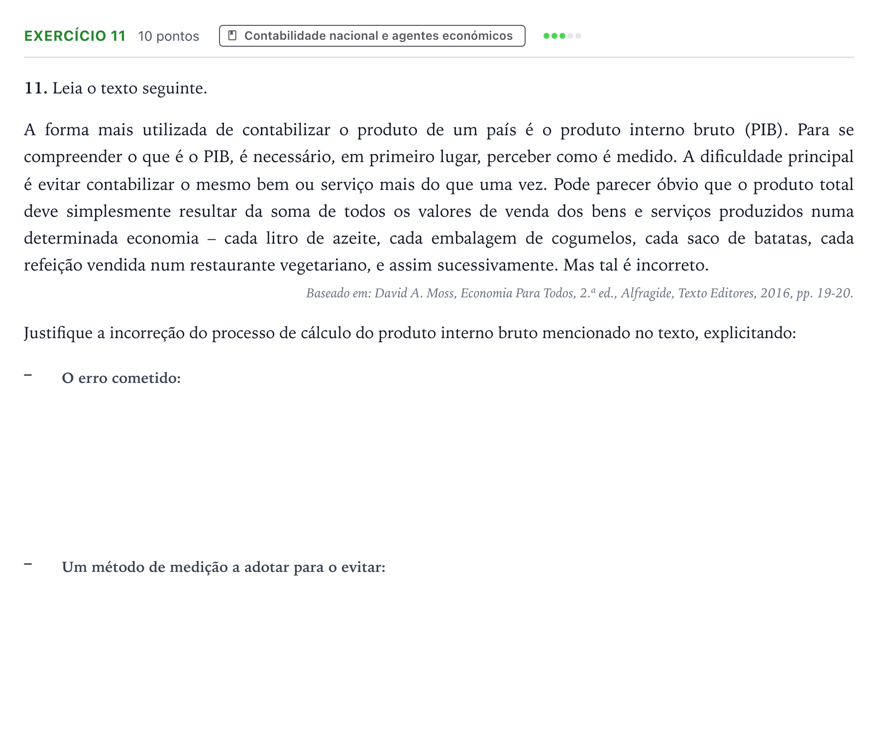 Enunciado: Exercício 11 · Exame Nacional Economia A 2.ª fase 2025