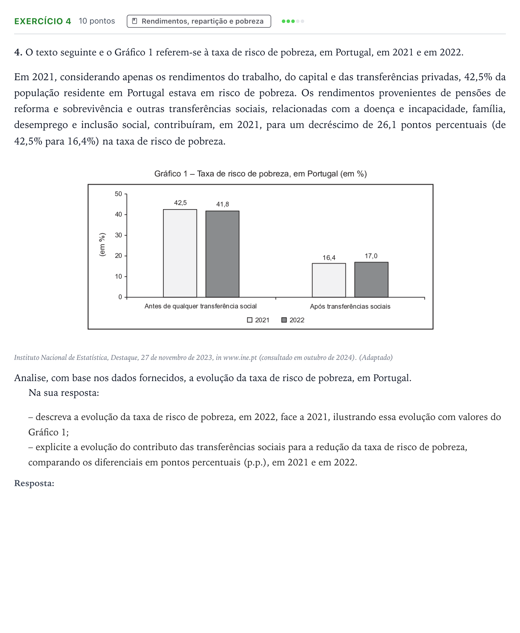 Enunciado: Exercício 4 · Exame Nacional Economia A 2.ª fase 2025