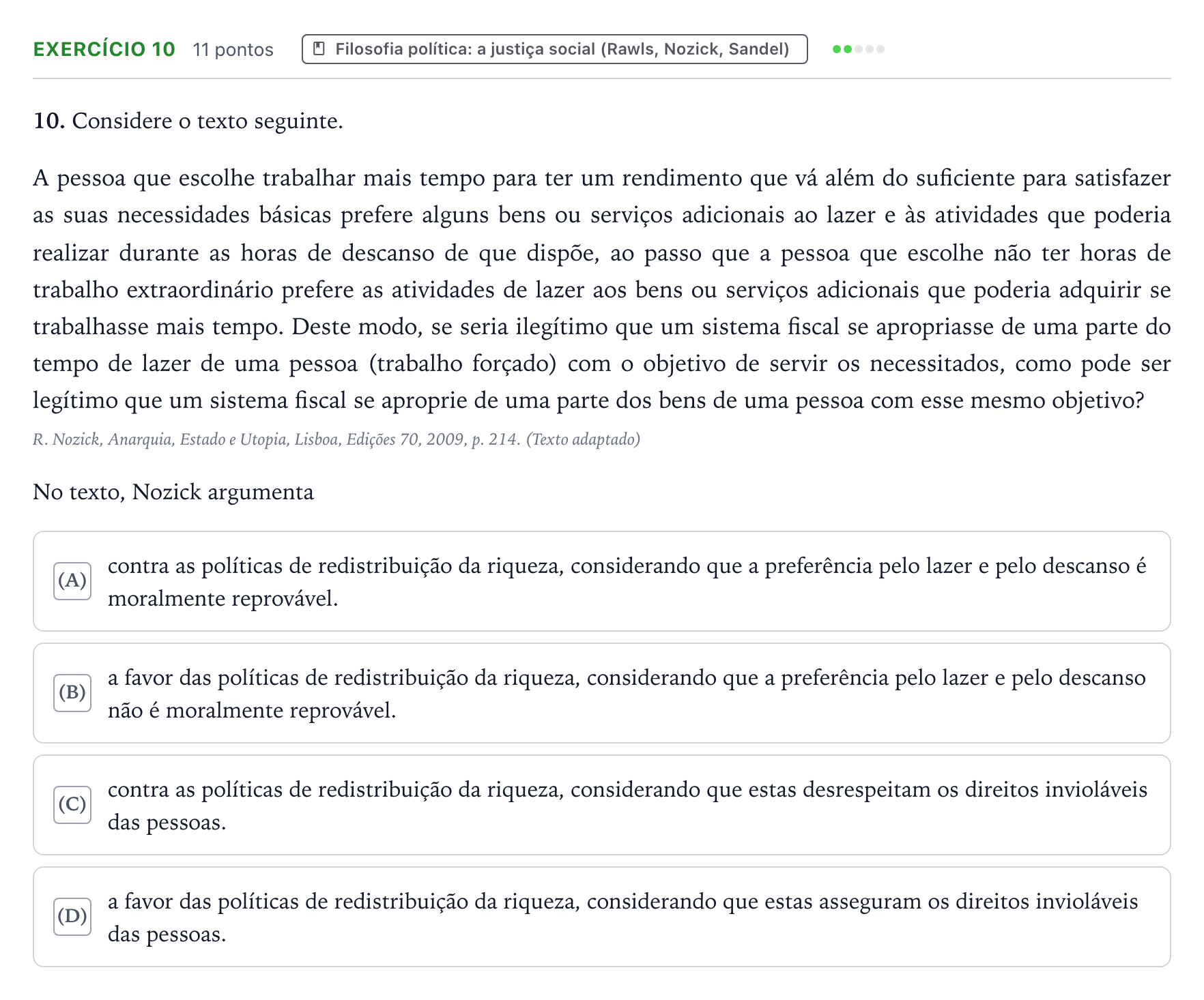 Enunciado: Exercício 10 · Exame Nacional Filosofia 2.ª fase 2025