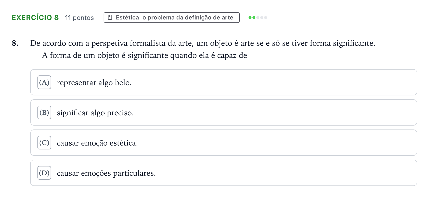 Enunciado: Exercício 8 · Exame Nacional Filosofia 2.ª fase 2025
