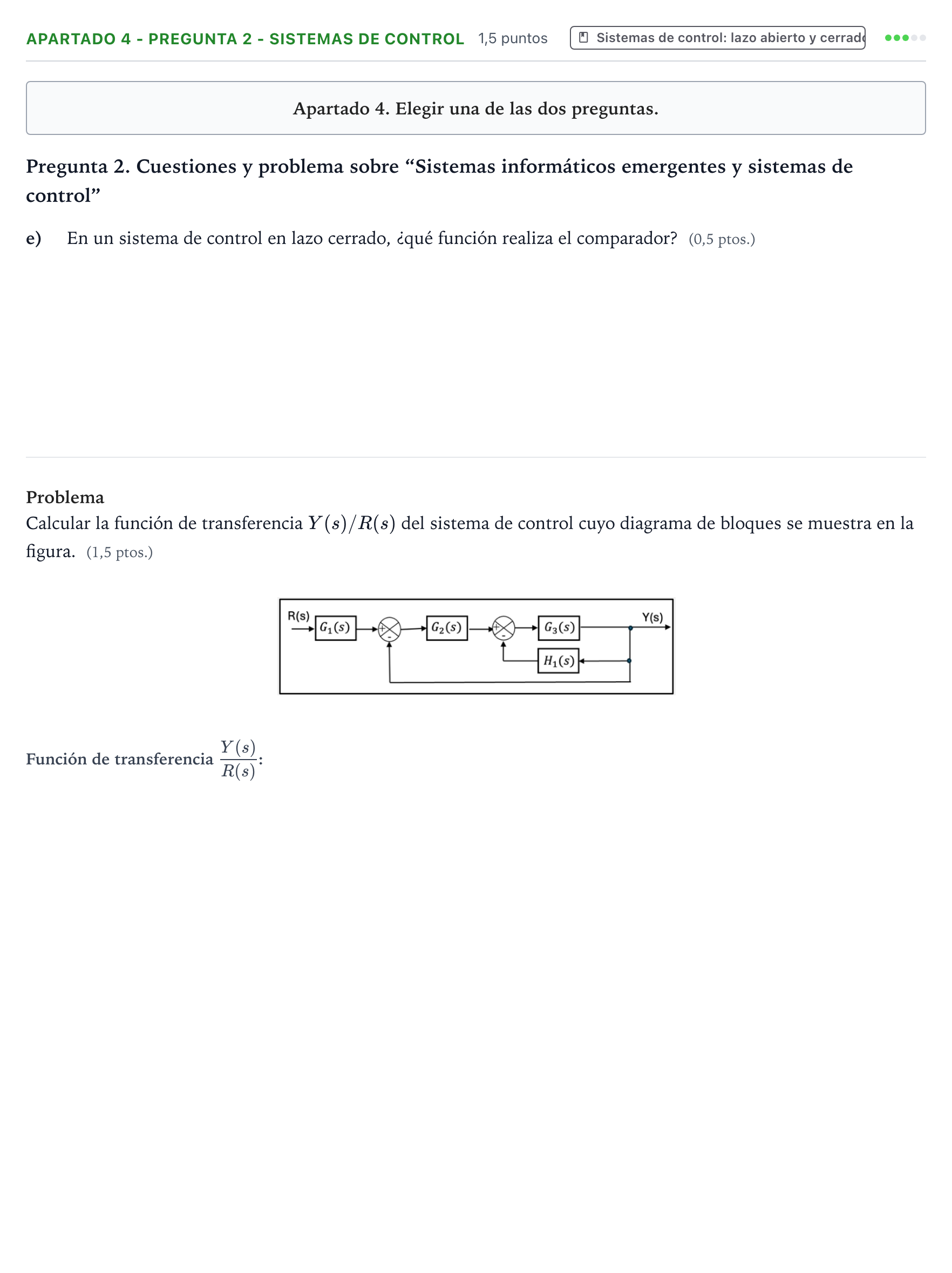Enunciado: Apartado 4 - Pregunta 2 - Sistemas de control · Tecnología e Ingeniería II PAU Castilla y León Extraordinaria 2025