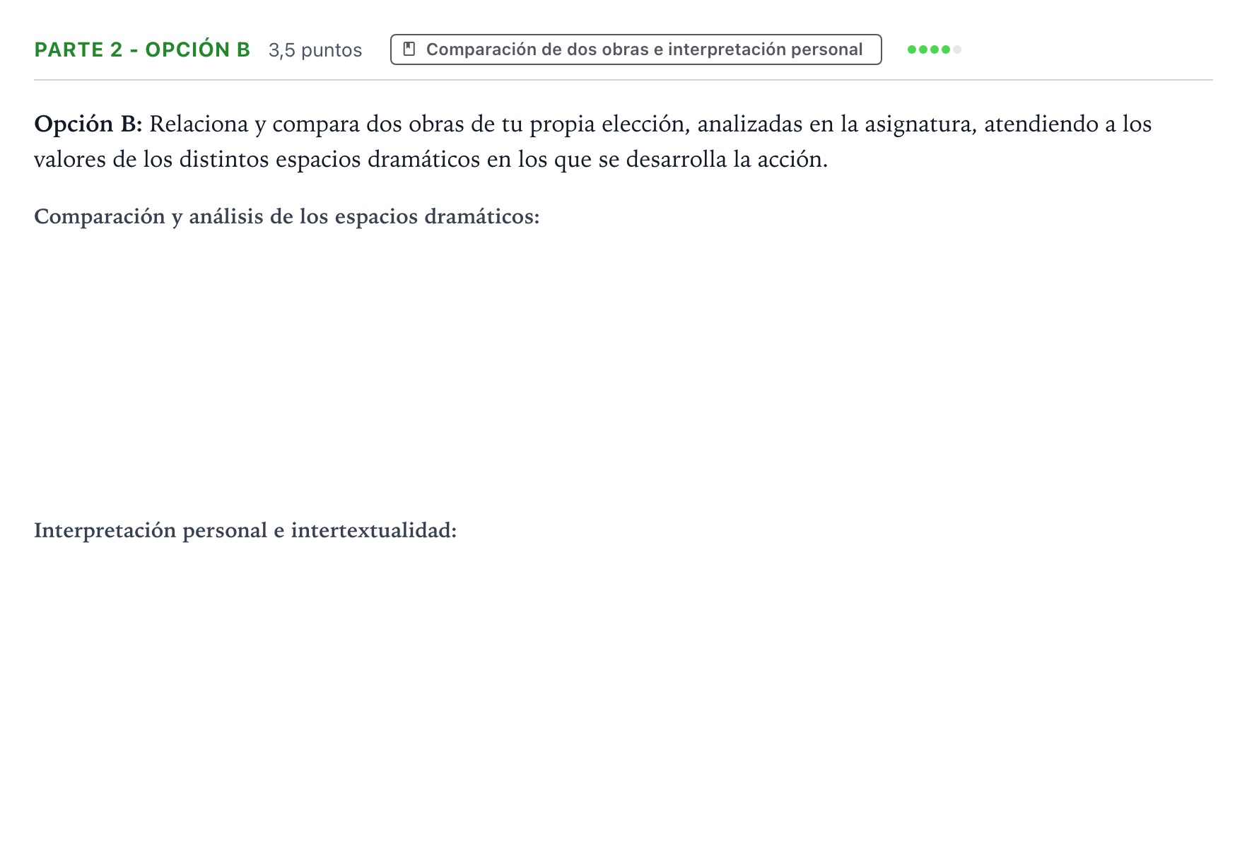 Enunciado: Ejercicio Parte 2 - Opción B · Literatura Dramática PAU Castilla y León Extraordinaria 2025