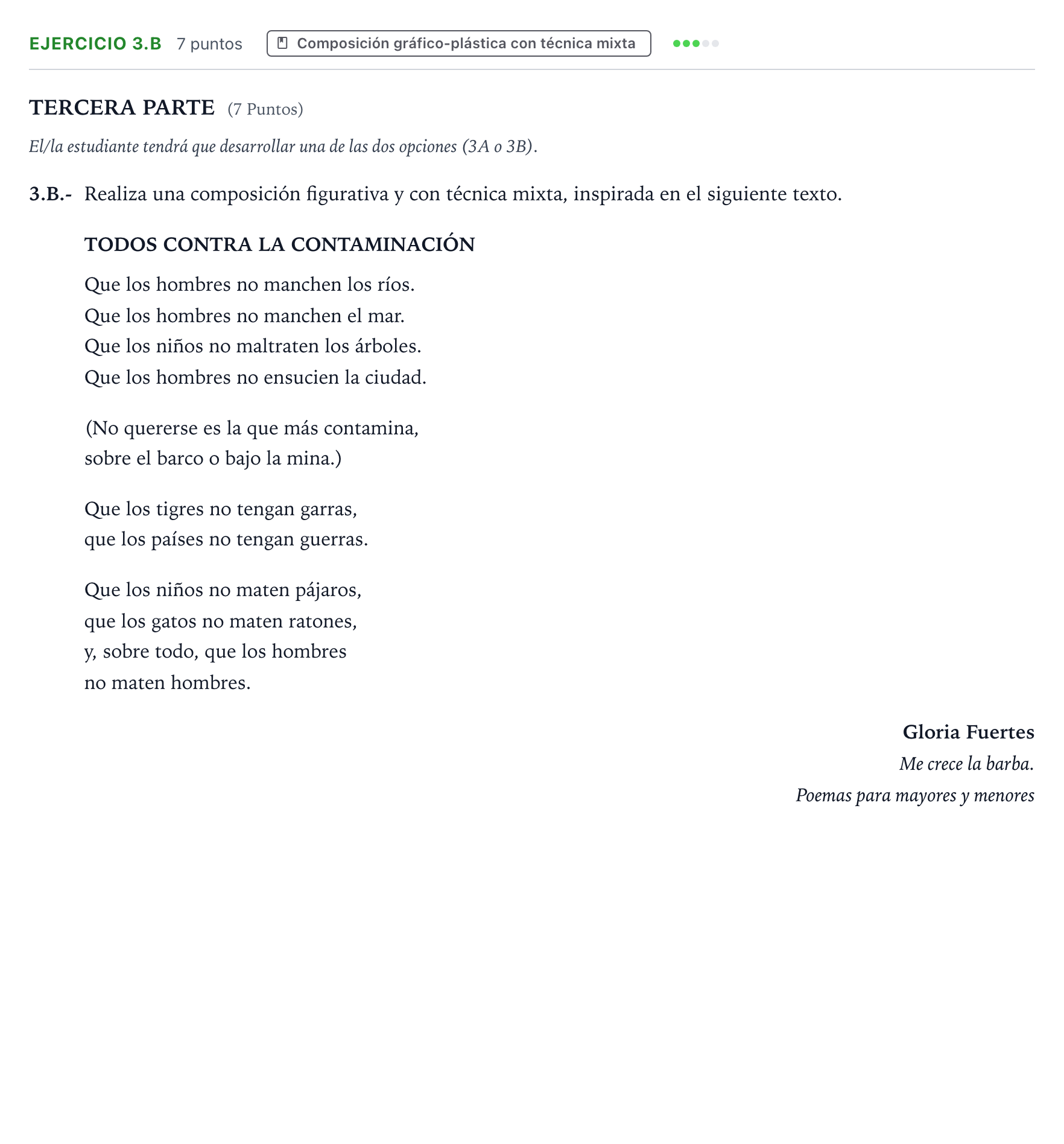 Enunciado: Ejercicio 3.B · Técnicas de Expresión Gráfico-Plástica PAU Castilla y León Extraordinaria 2025
