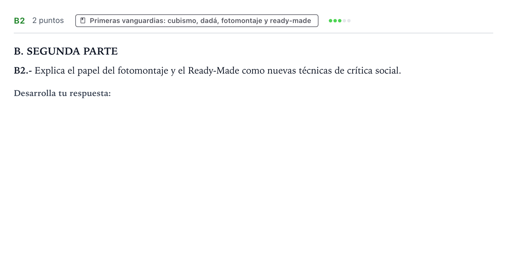 Enunciado: Ejercicio B2 · Movimientos Culturales y Artísticos PAU Castilla y León Extraordinaria 2025