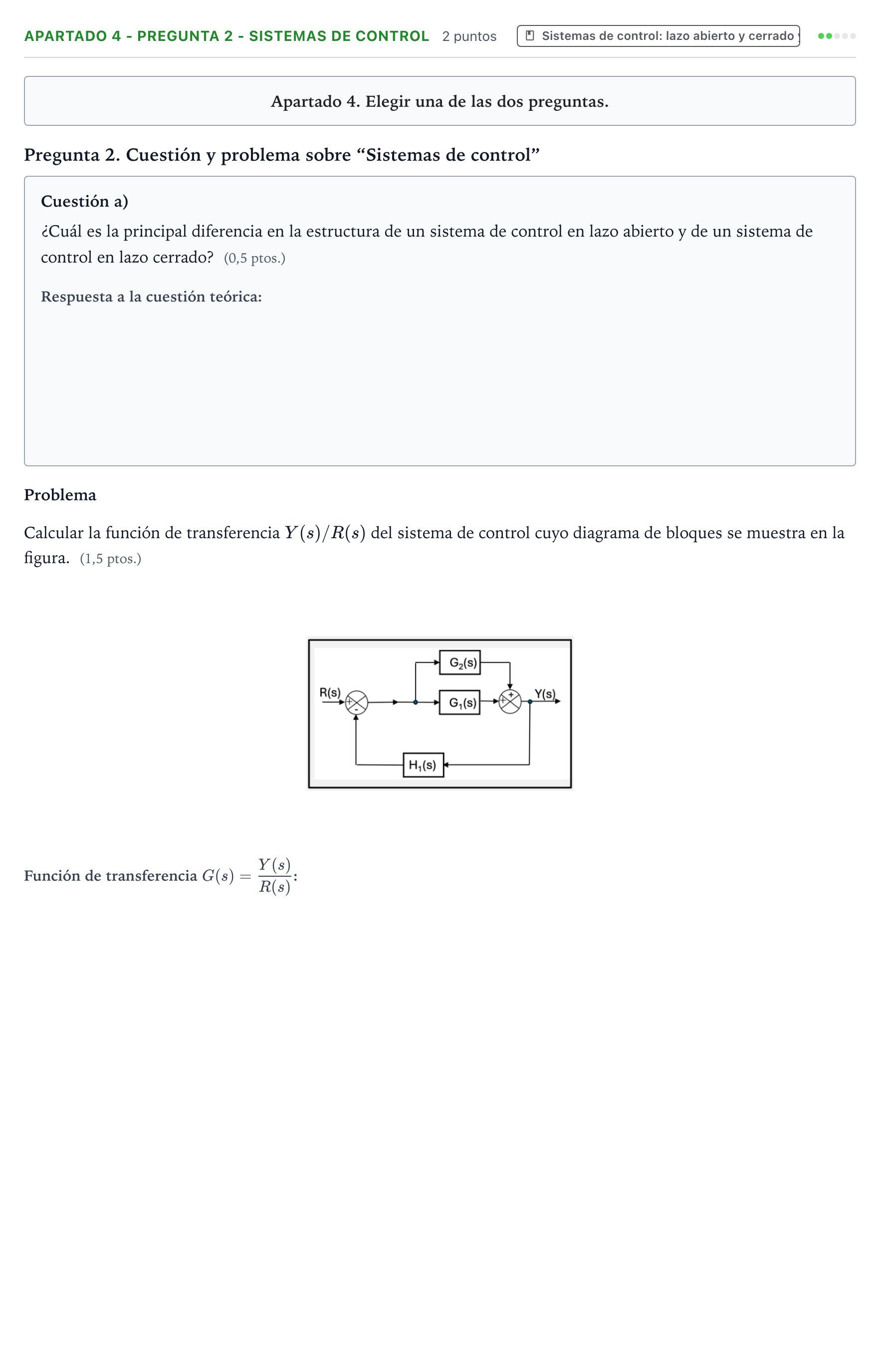 Enunciado: Apartado 4 - Pregunta 2 - Sistemas de control · Tecnología e Ingeniería II PAU Castilla y León Ordinaria 2025