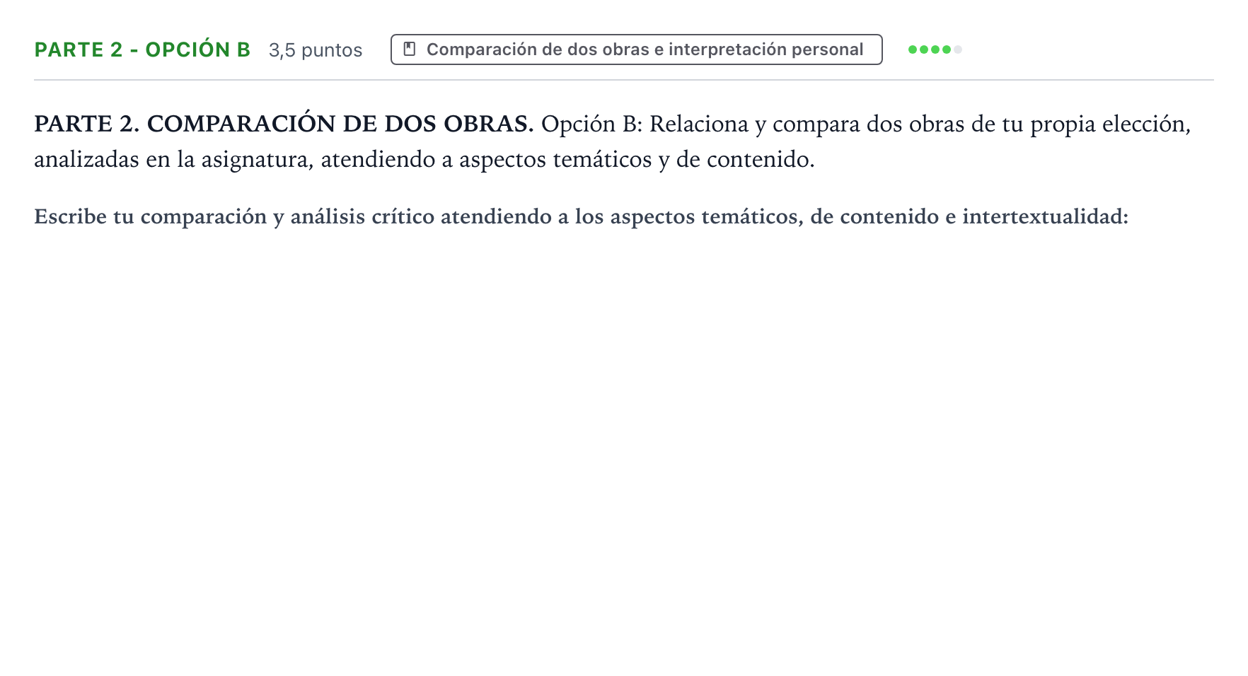 Enunciado: Ejercicio Parte 2 - Opción B · Literatura Dramática PAU Castilla y León Ordinaria 2025
