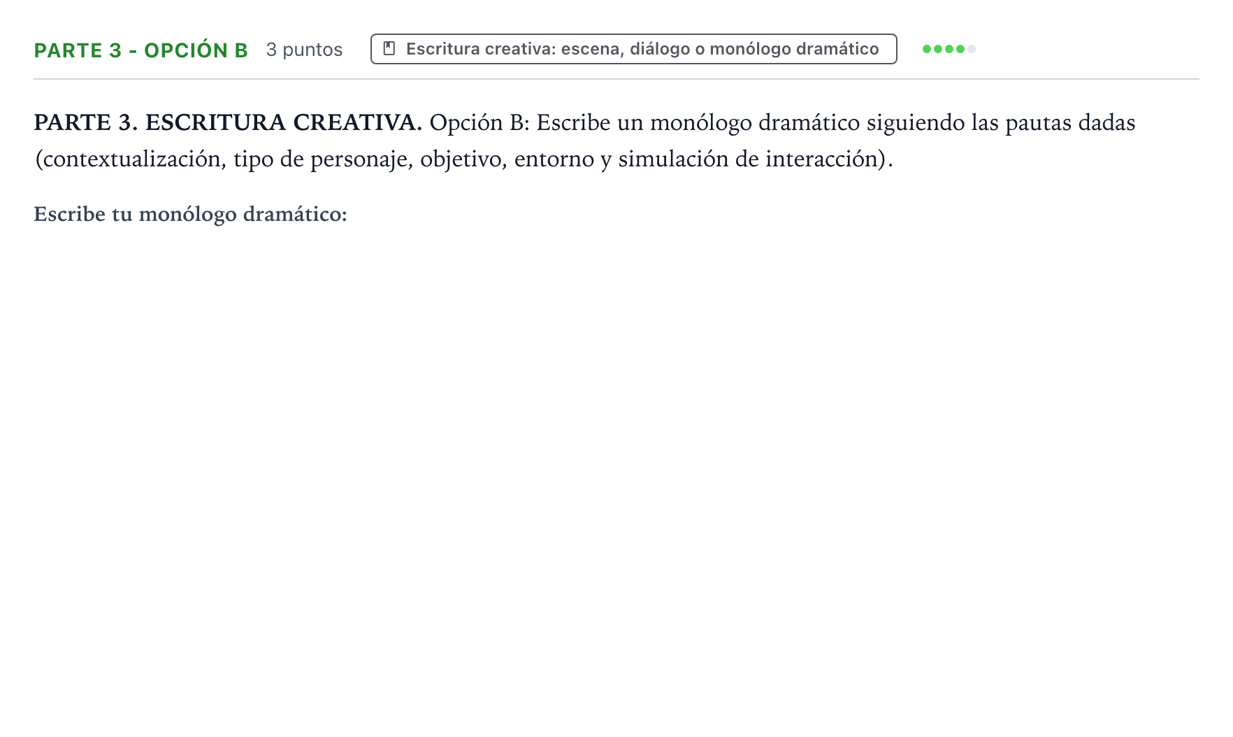 Enunciado: Ejercicio Parte 3 - Opción B · Literatura Dramática PAU Castilla y León Ordinaria 2025