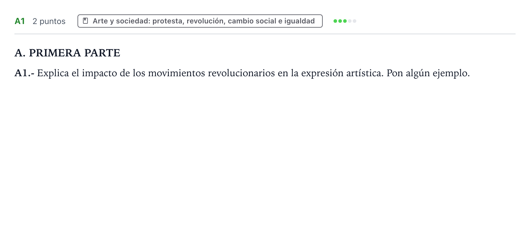 Enunciado: Ejercicio A1 · Movimientos Culturales y Artísticos PAU Castilla y León Ordinaria 2025