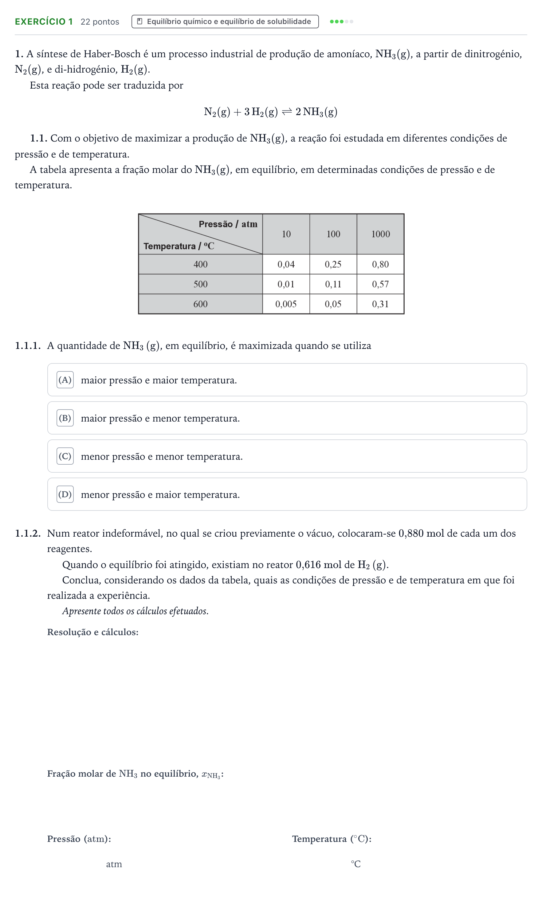 Enunciado: Exercício 1 - Equilíbrio químico e equilíbrio de solubilida… · Exame Nacional Física e Química A 2.ª fase 2025