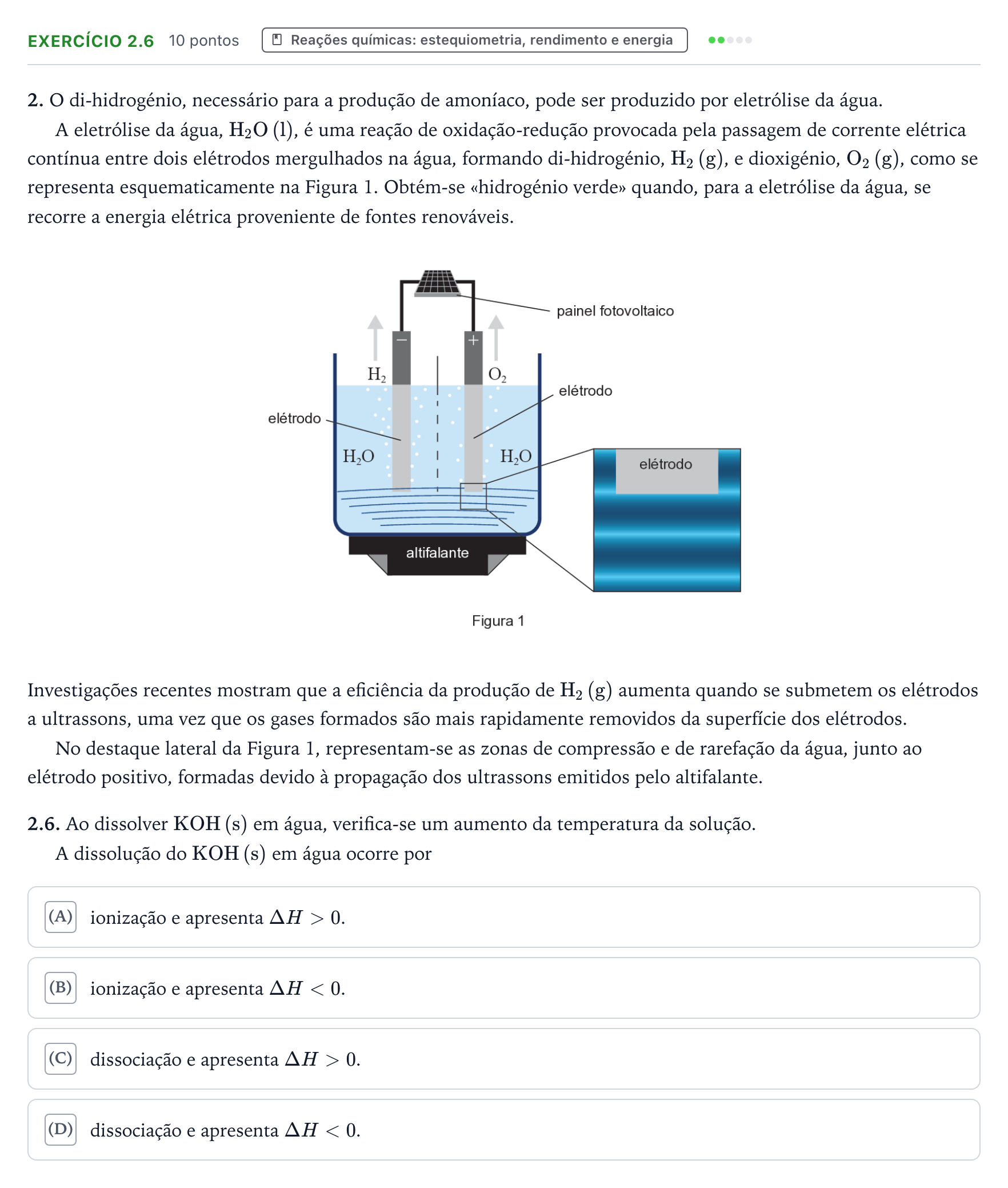 Enunciado: Exercício 2.6 - Reações químicas: estequiometria, rendiment… · Exame Nacional Física e Química A 2.ª fase 2025