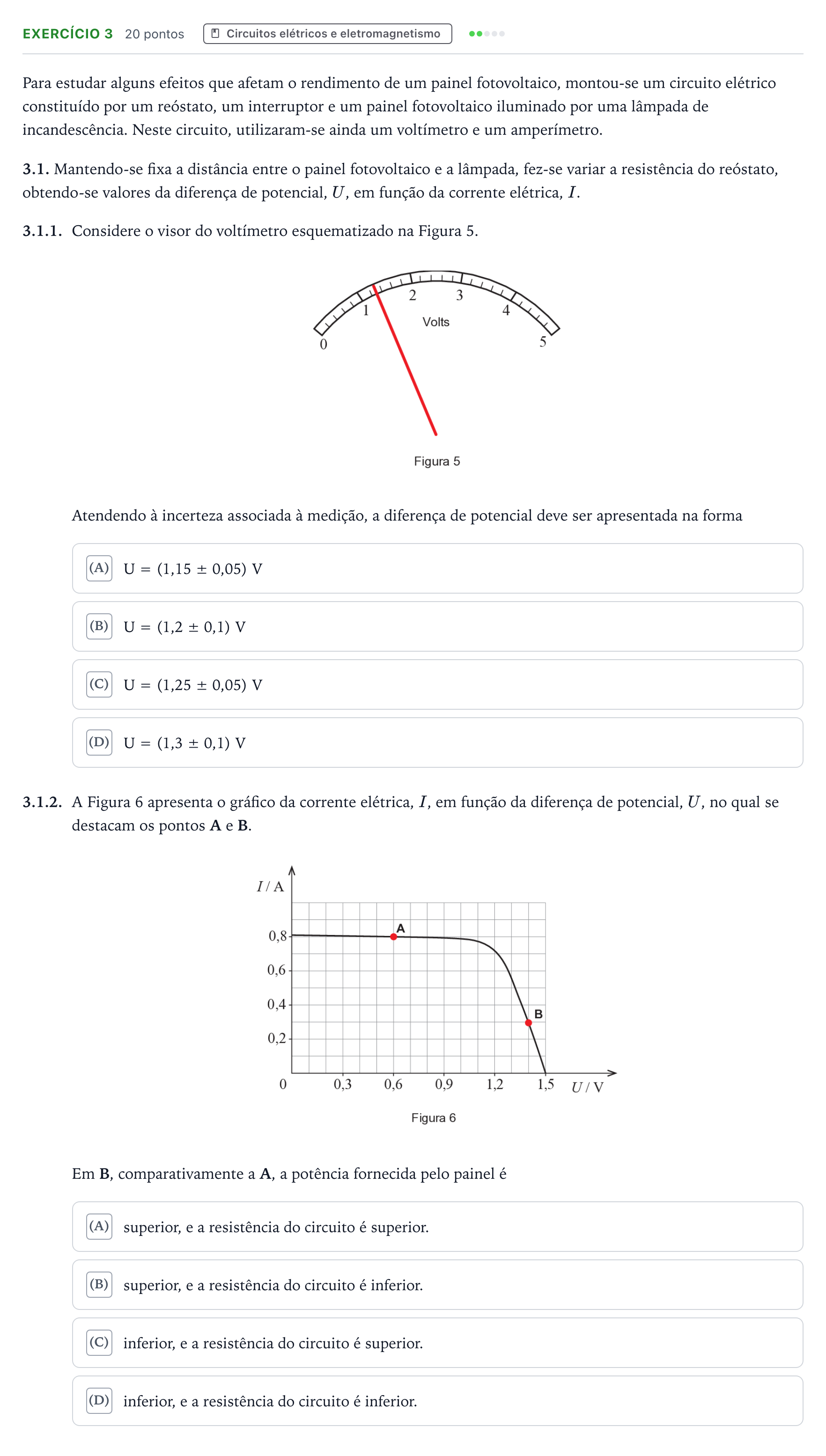 Enunciado: Exercício 3 - Circuitos elétricos e eletromagnetismo · Exame Nacional Física e Química A 2.ª fase 2025