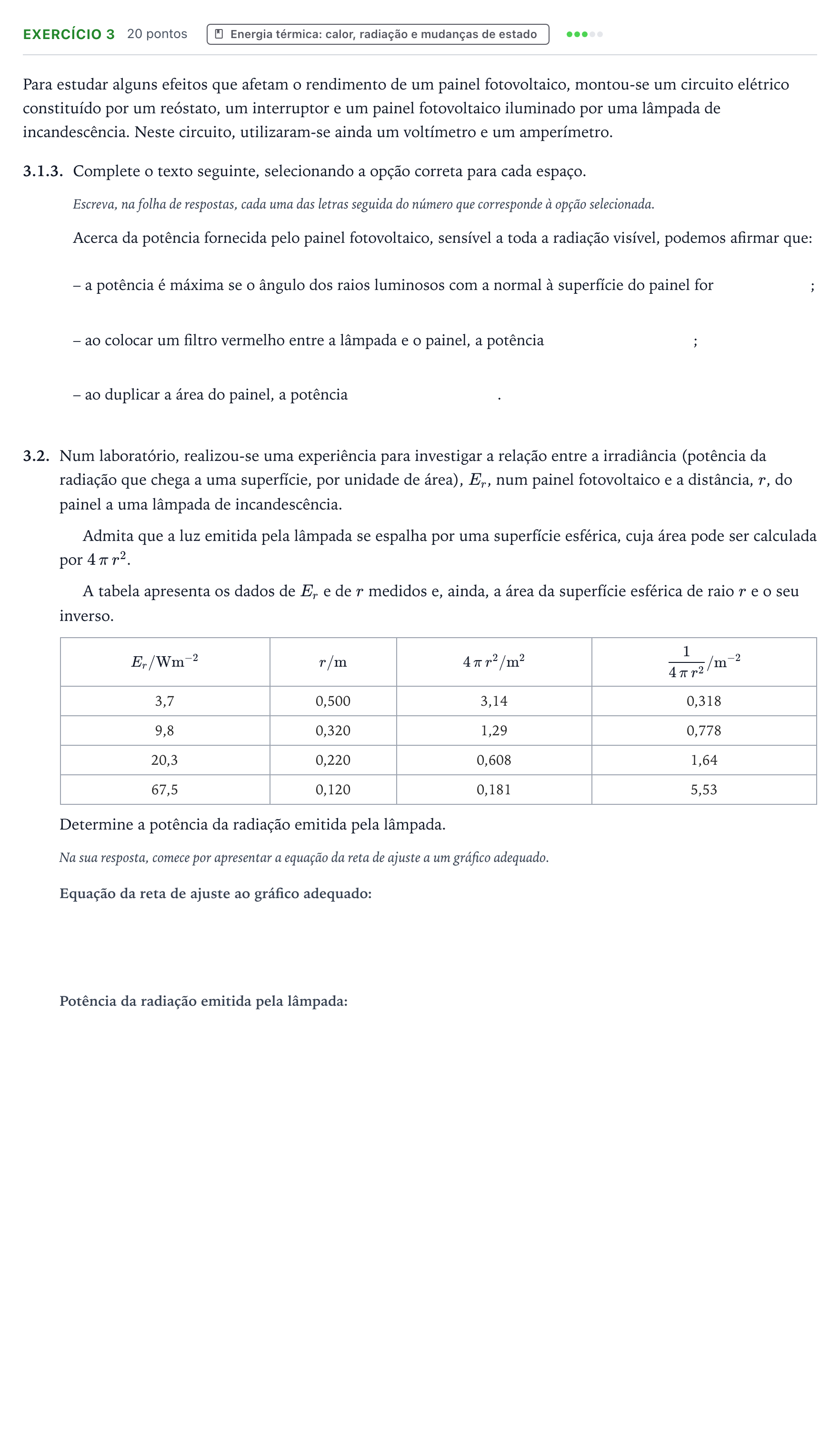 Enunciado: Exercício 3 - Energia térmica: calor, radiação e mudanças d… · Exame Nacional Física e Química A 2.ª fase 2025