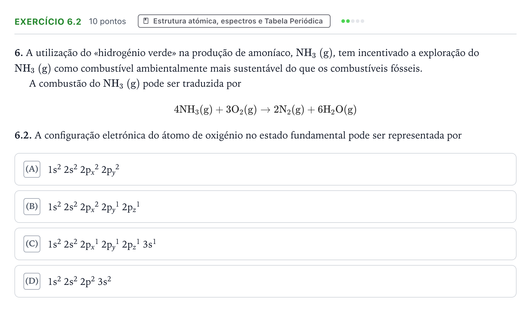 Enunciado: Exercício 6.2 - Estrutura atómica, espectros e Tabela Perió… · Exame Nacional Física e Química A 2.ª fase 2025