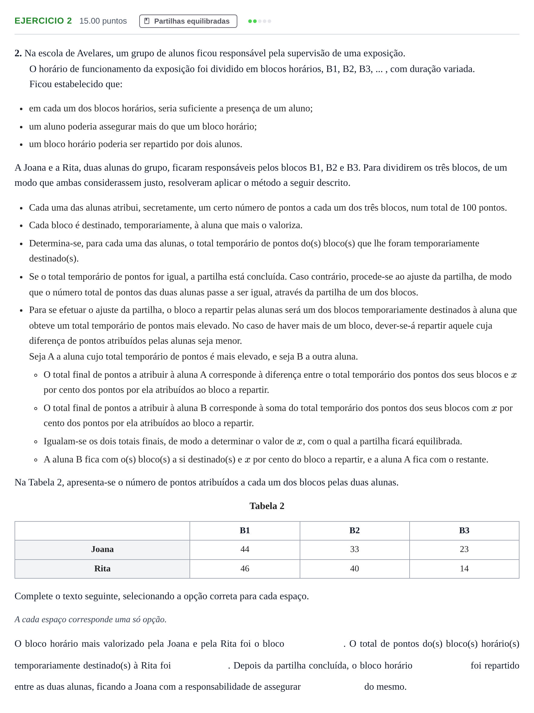 Enunciado: Exercício 2 · Exame Nacional Matemática Aplicada às Ciências Sociais Época especial 2025