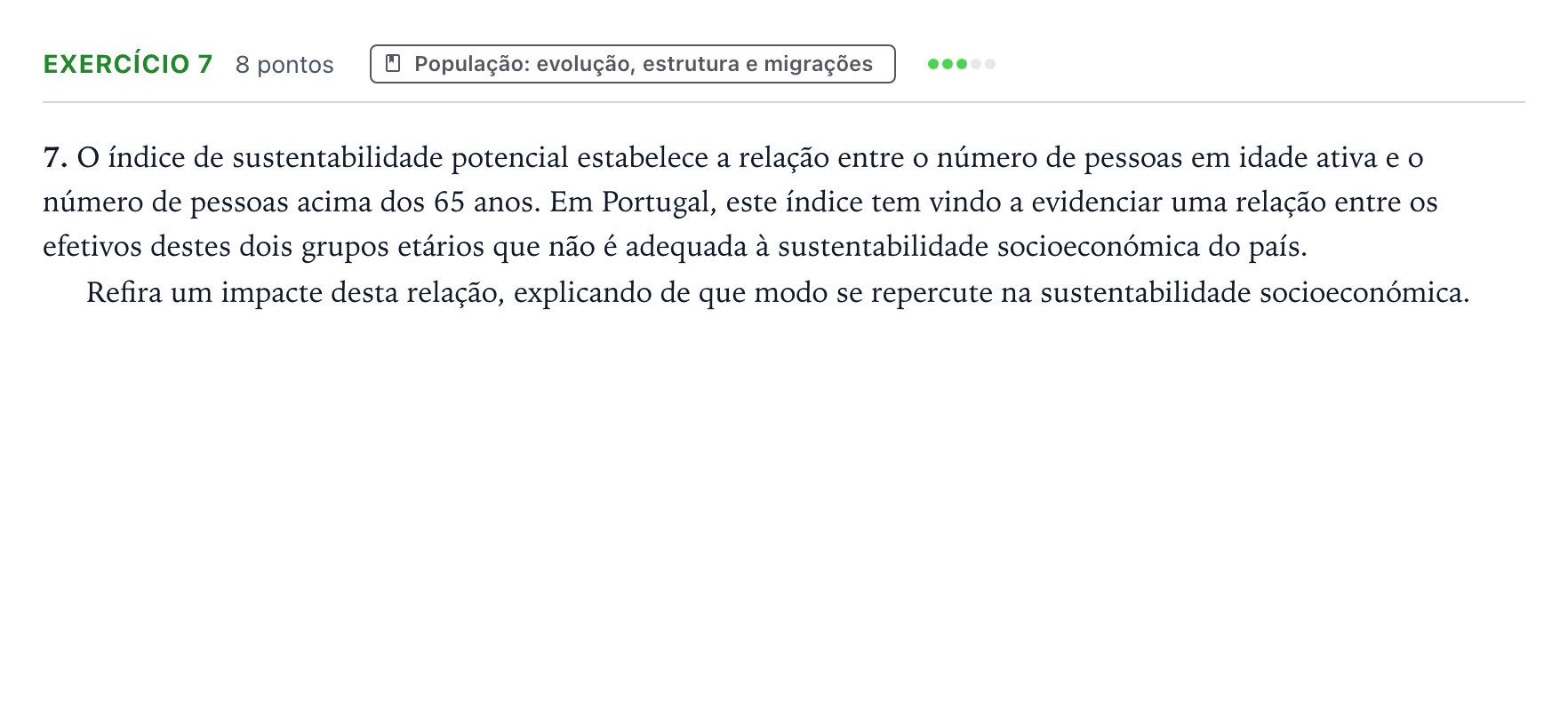 Enunciado: Exercício 7 · Exame Nacional Geografia A Época especial 2025