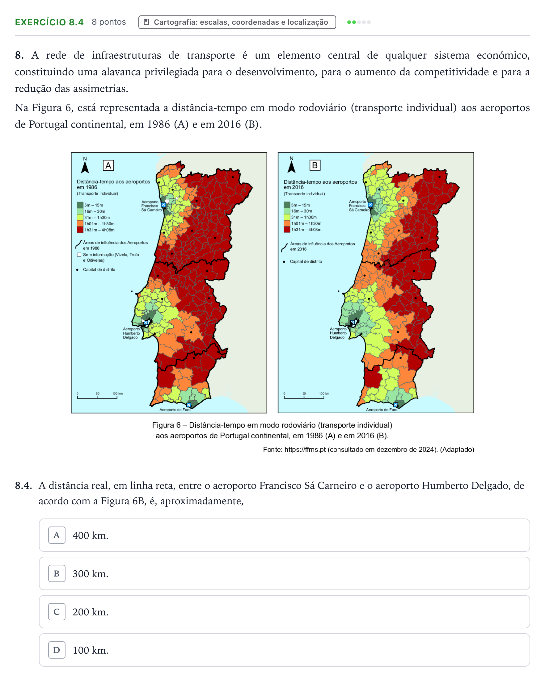 Enunciado: Exercício 8.4 - Cartografia · Exame Nacional Geografia A Época especial 2025
