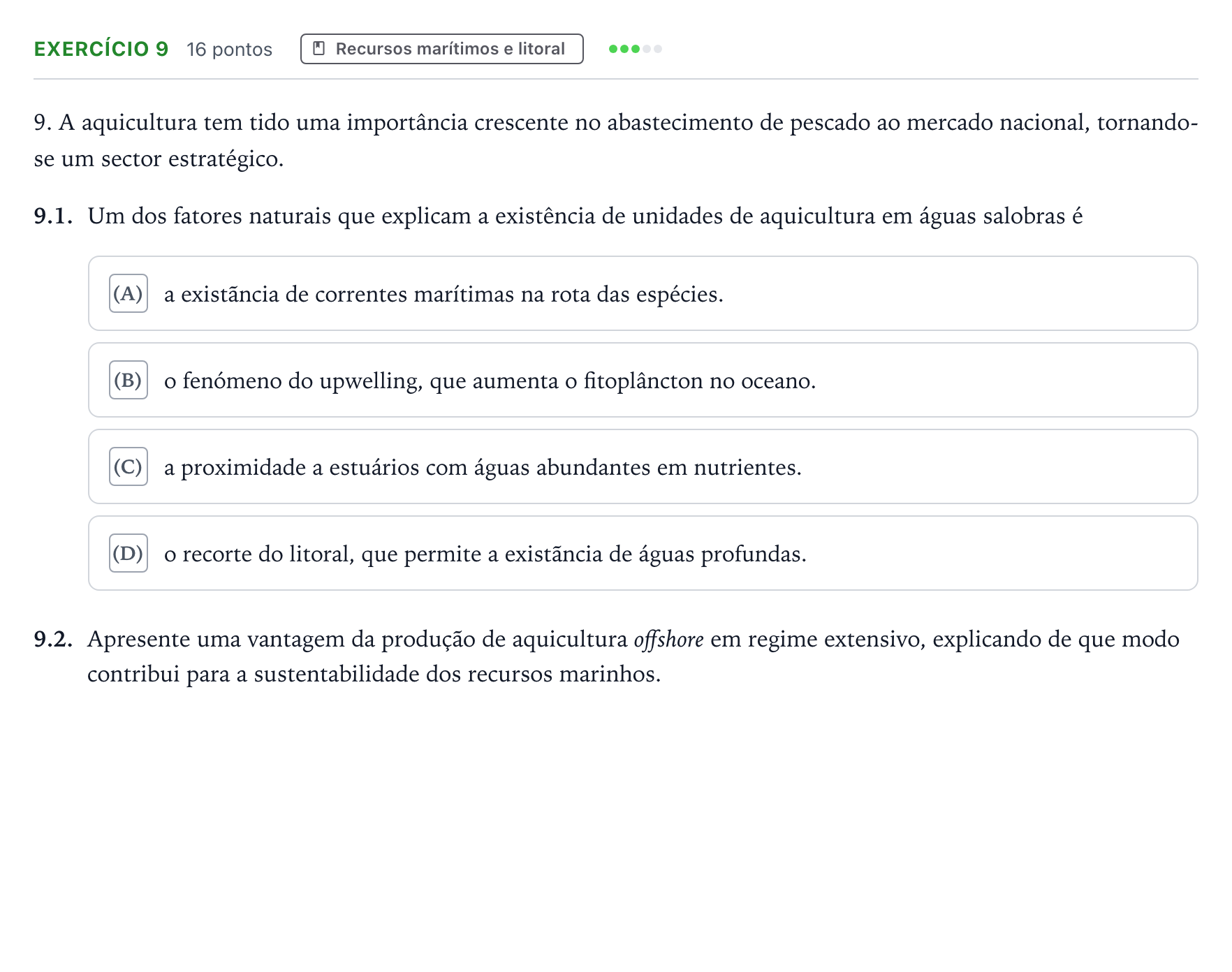 Enunciado: Exercício 9 · Exame Nacional Geografia A Época especial 2025