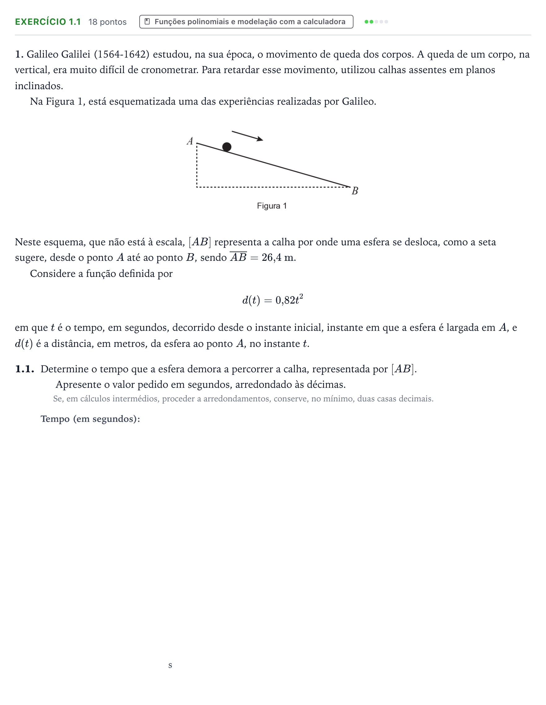Enunciado: Exercício 1.1 · Exame Nacional Matemática B 1.ª fase 2025