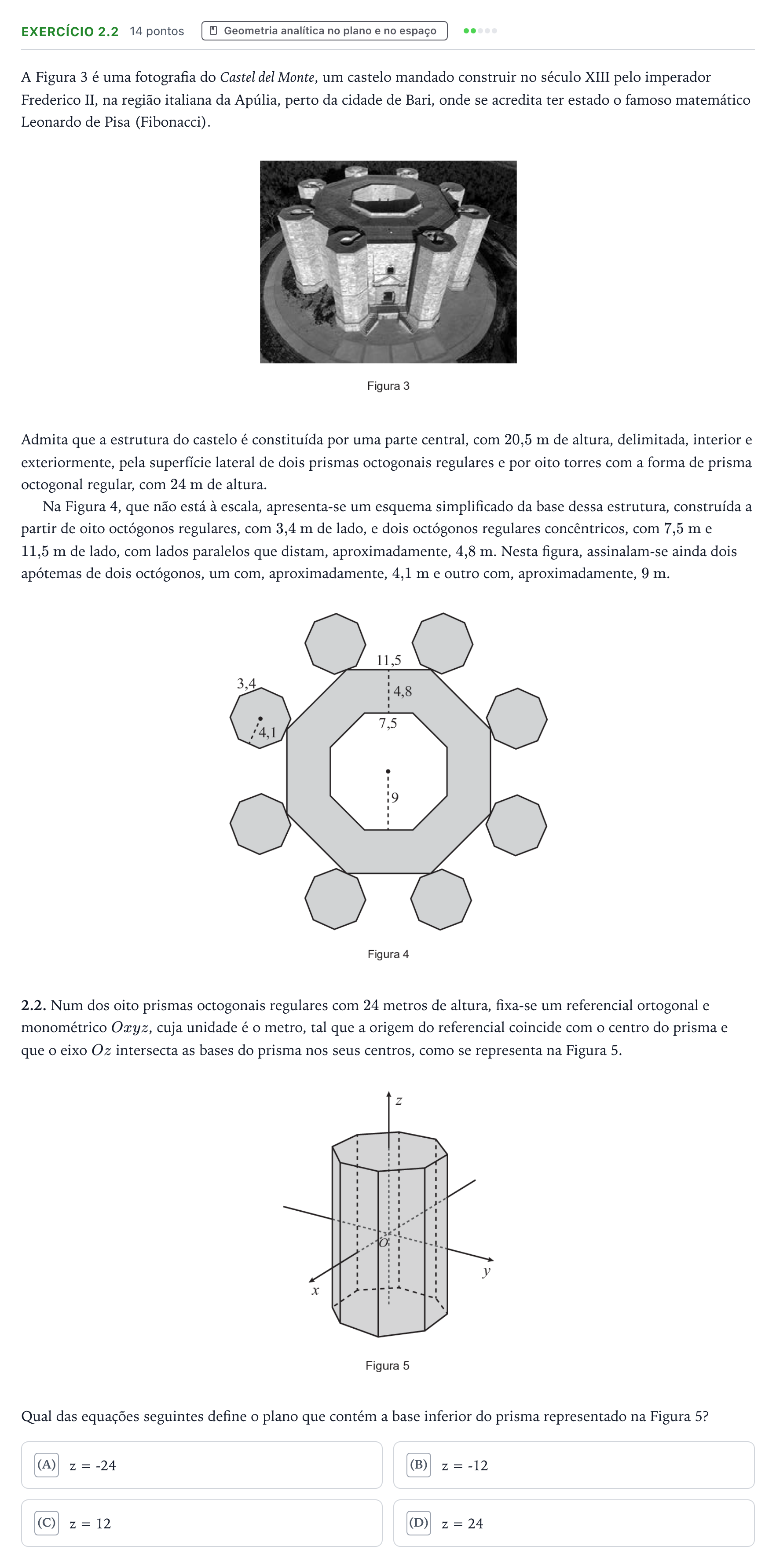 Enunciado: Exercício 2.2 · Exame Nacional Matemática B 1.ª fase 2025