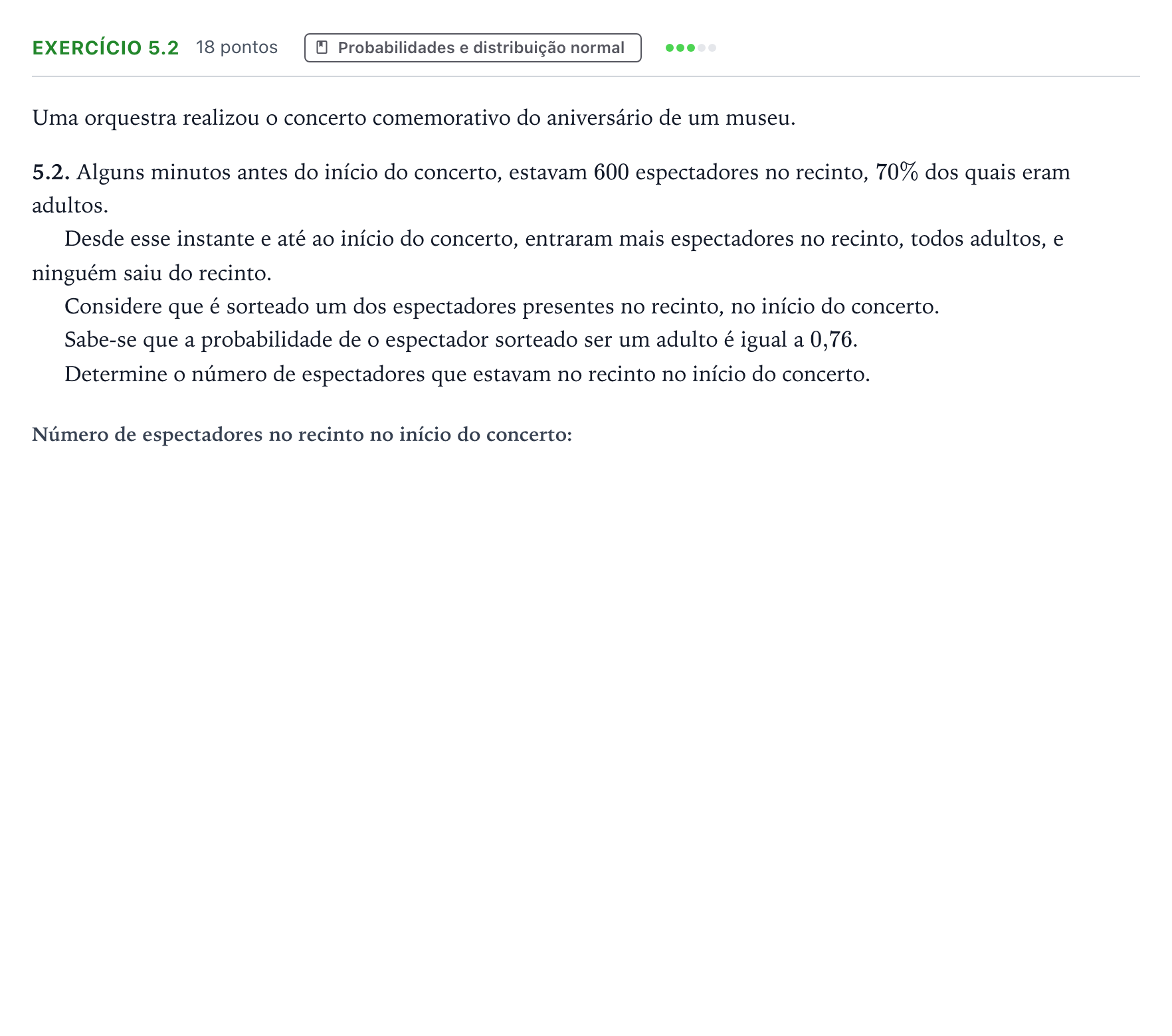 Enunciado: Exercício 5.2 · Exame Nacional Matemática B 1.ª fase 2025