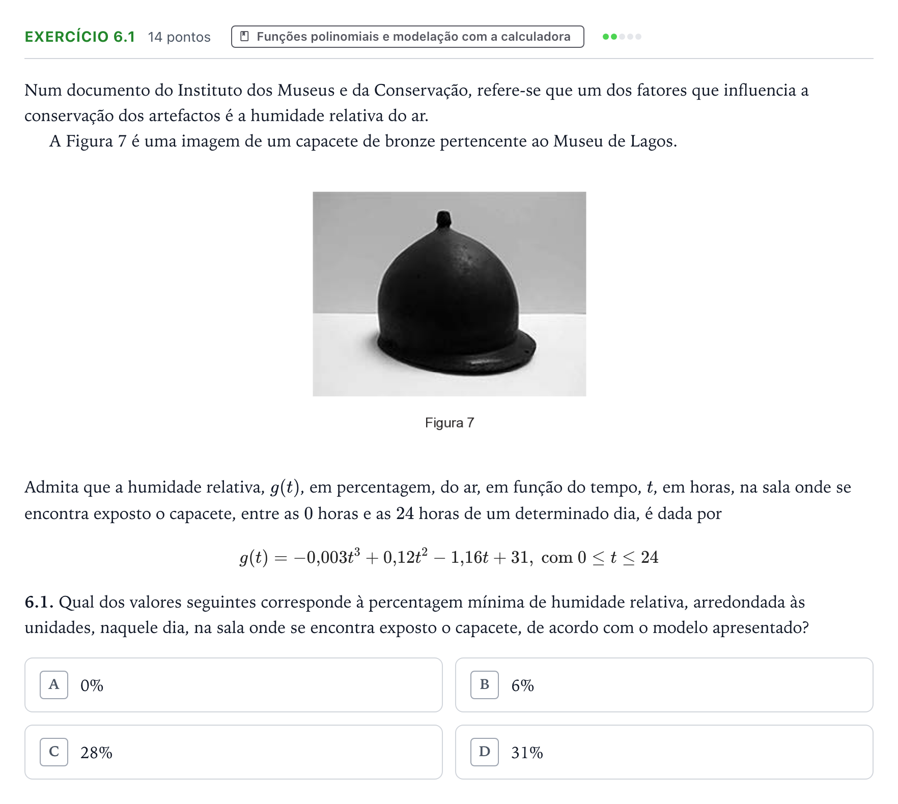 Enunciado: Exercício 6.1 · Exame Nacional Matemática B 1.ª fase 2025
