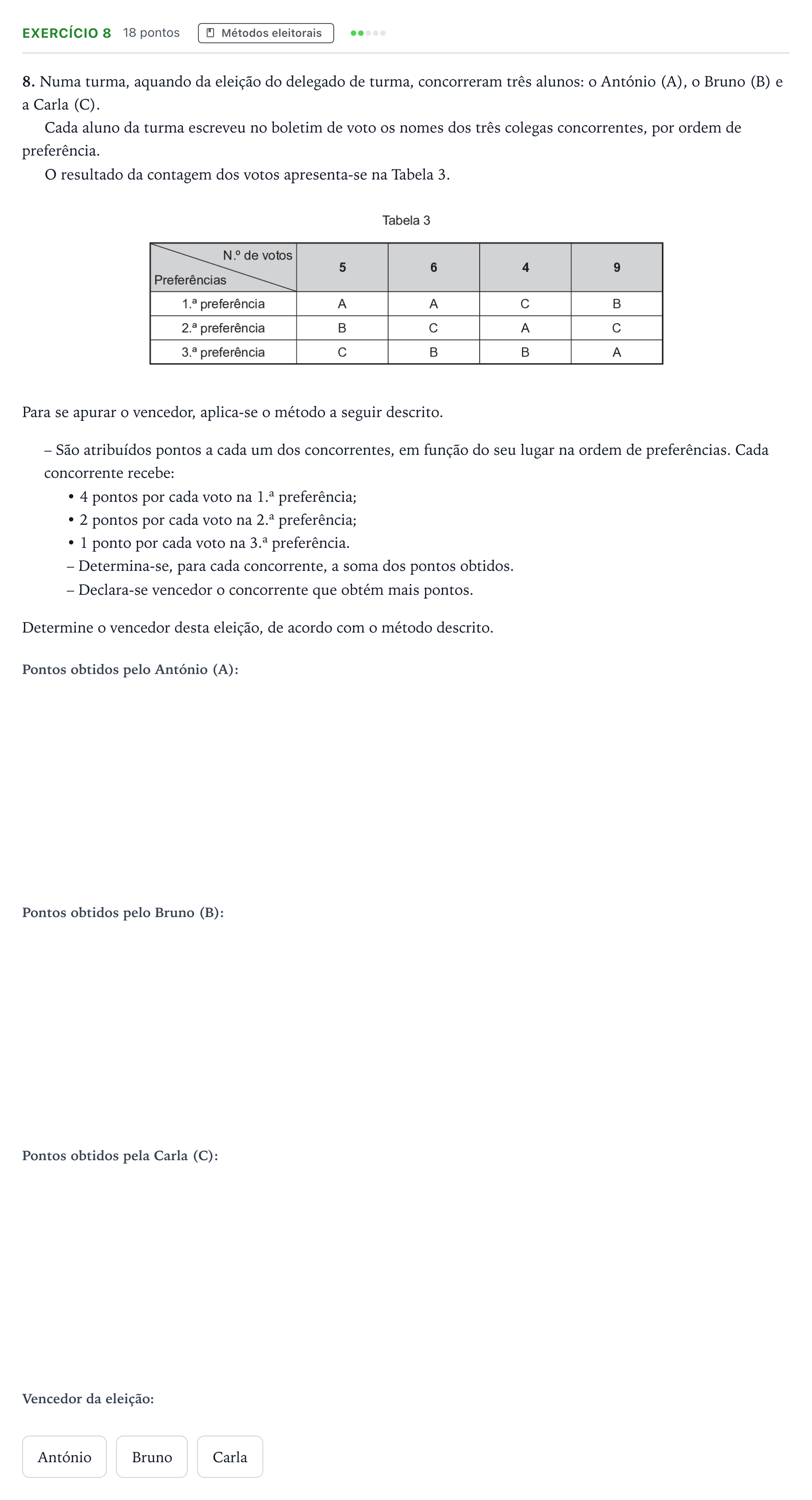 Enunciado: Exercício 8 · Exame Nacional Matemática B 1.ª fase 2025