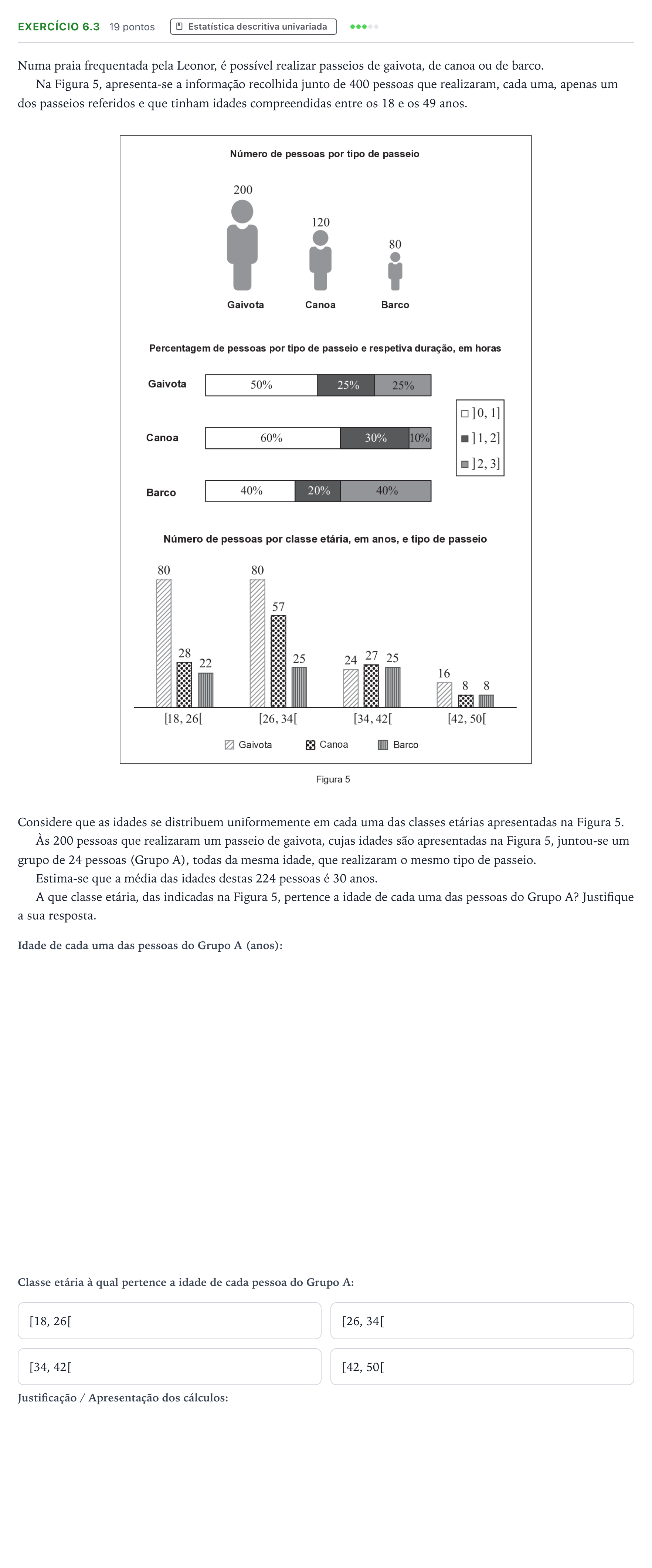 Enunciado: Exercício 6.3 · Exame Nacional Matemática Aplicada às Ciências Sociais 1.ª fase 2025