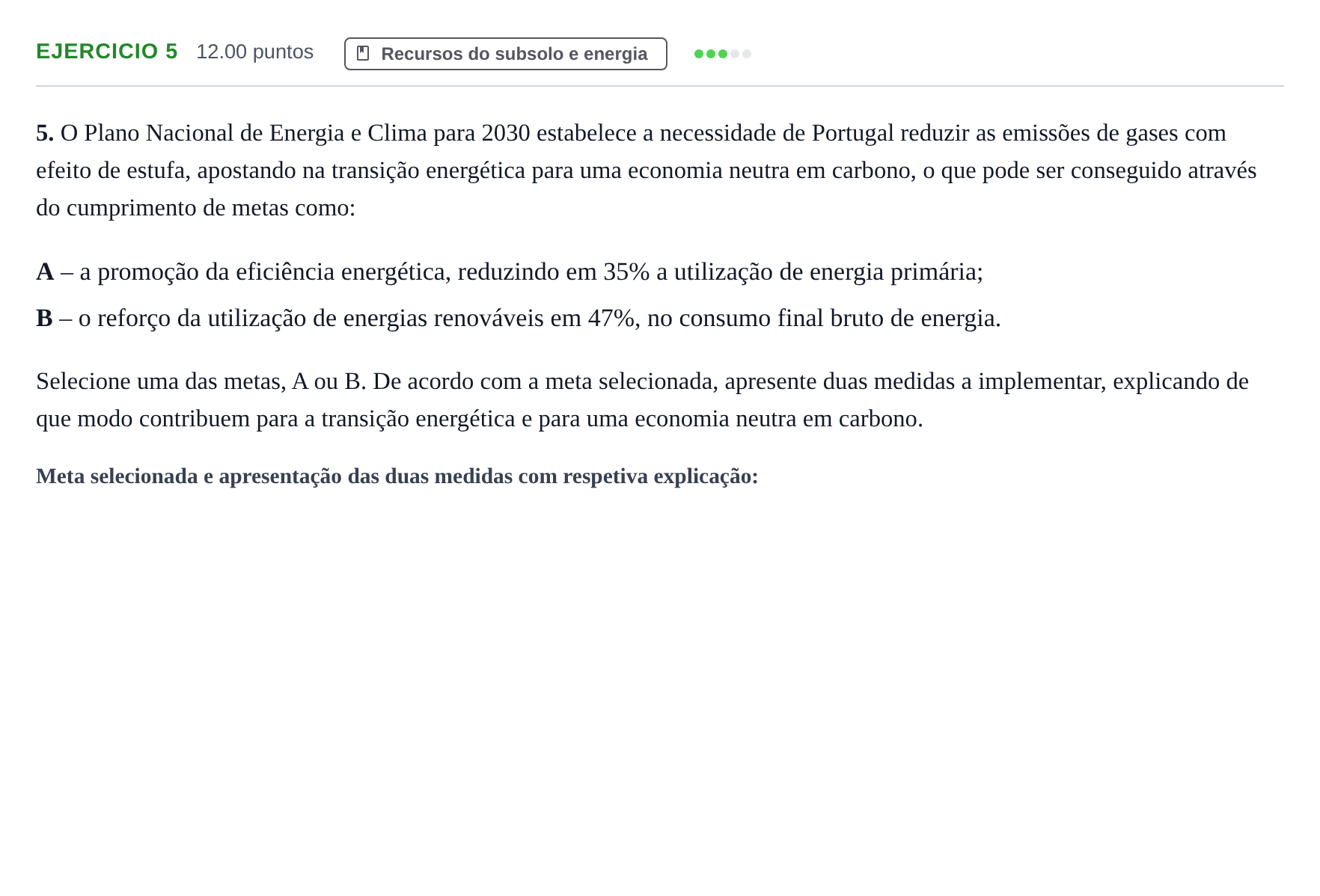 Enunciado: Exercício 5 · Exame Nacional Geografia A 1.ª fase 2025