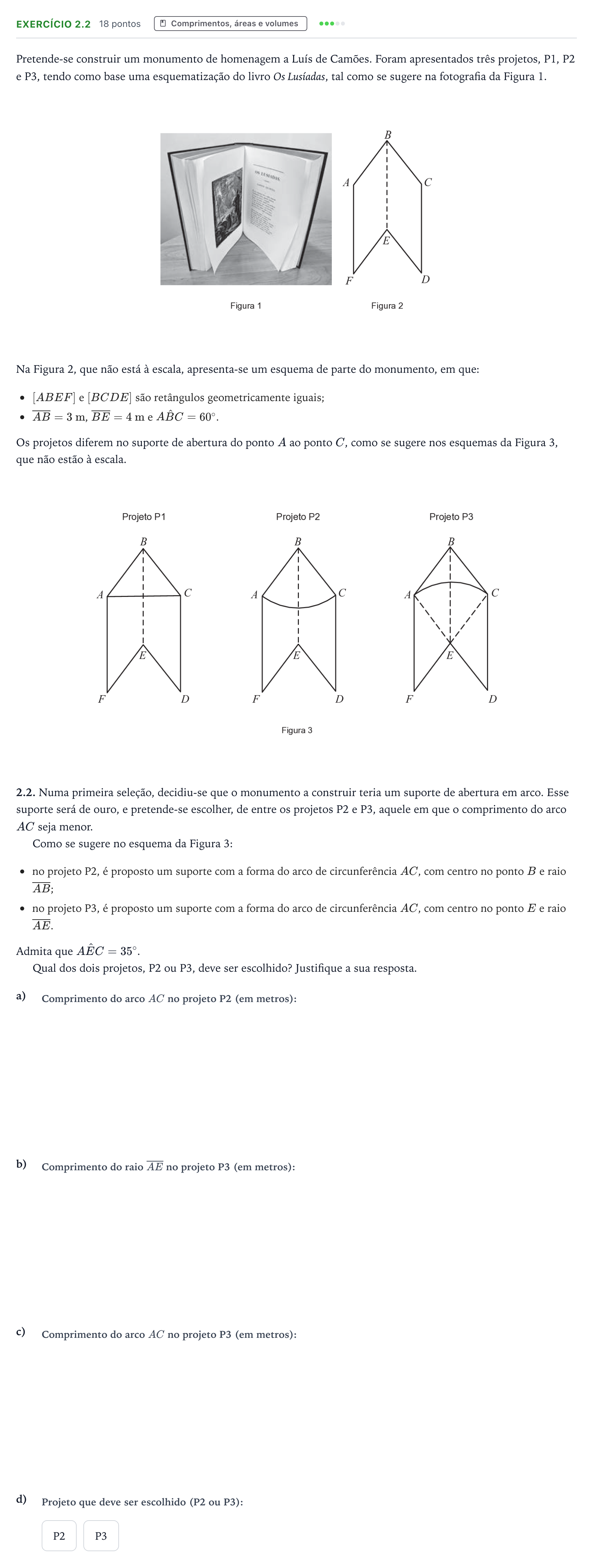 Enunciado: Exercício 2.2 · Exame Nacional Matemática B 2.ª fase 2025