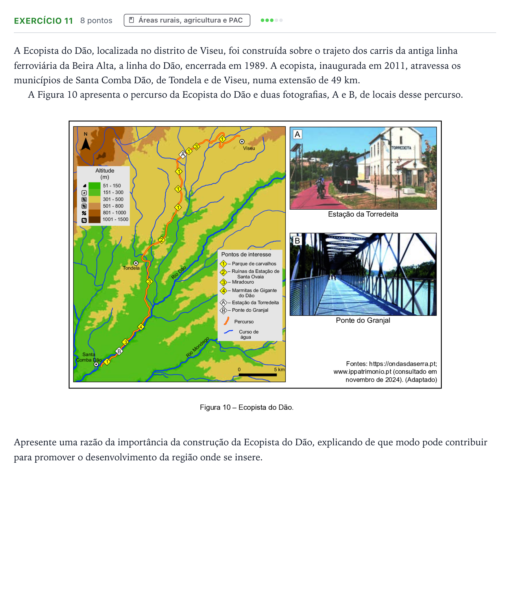 Enunciado: Exercício 11 · Exame Nacional Geografia A 2.ª fase 2025