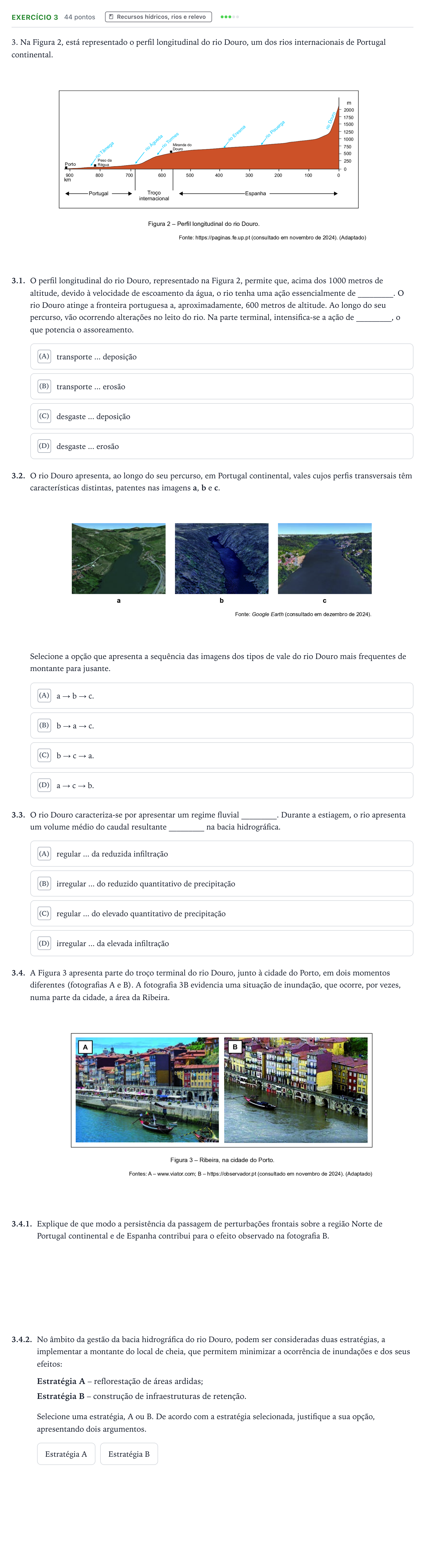 Enunciado: Exercício 3 · Exame Nacional Geografia A 2.ª fase 2025