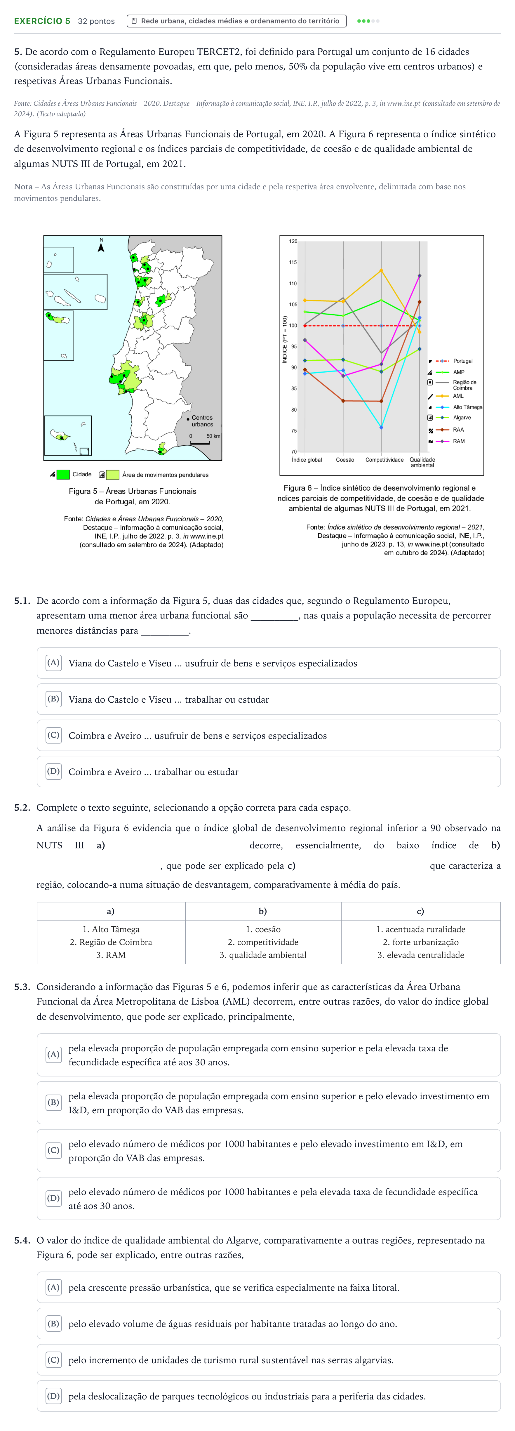 Enunciado: Exercício 5 · Exame Nacional Geografia A 2.ª fase 2025