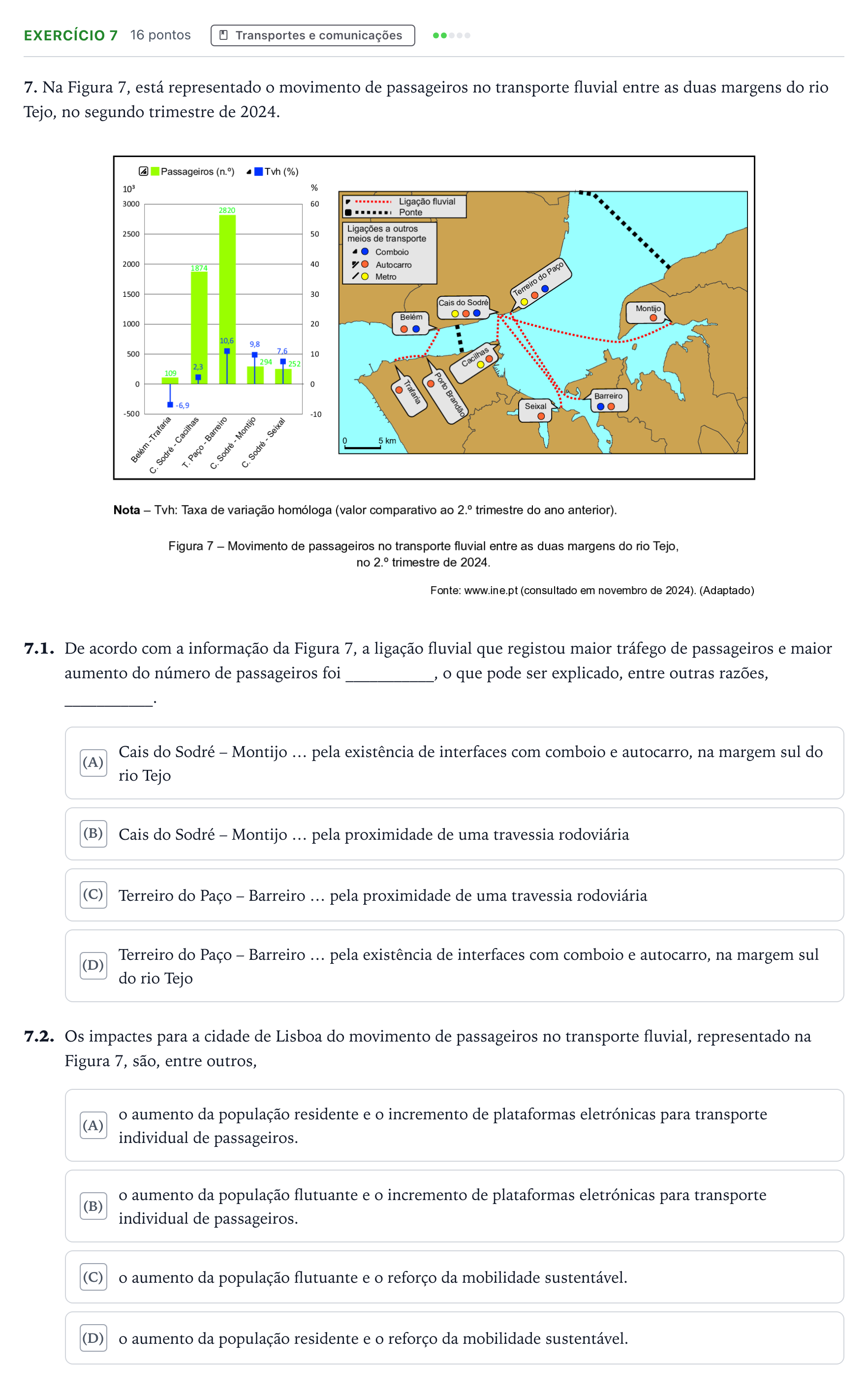 Enunciado: Exercício 7 · Exame Nacional Geografia A 2.ª fase 2025