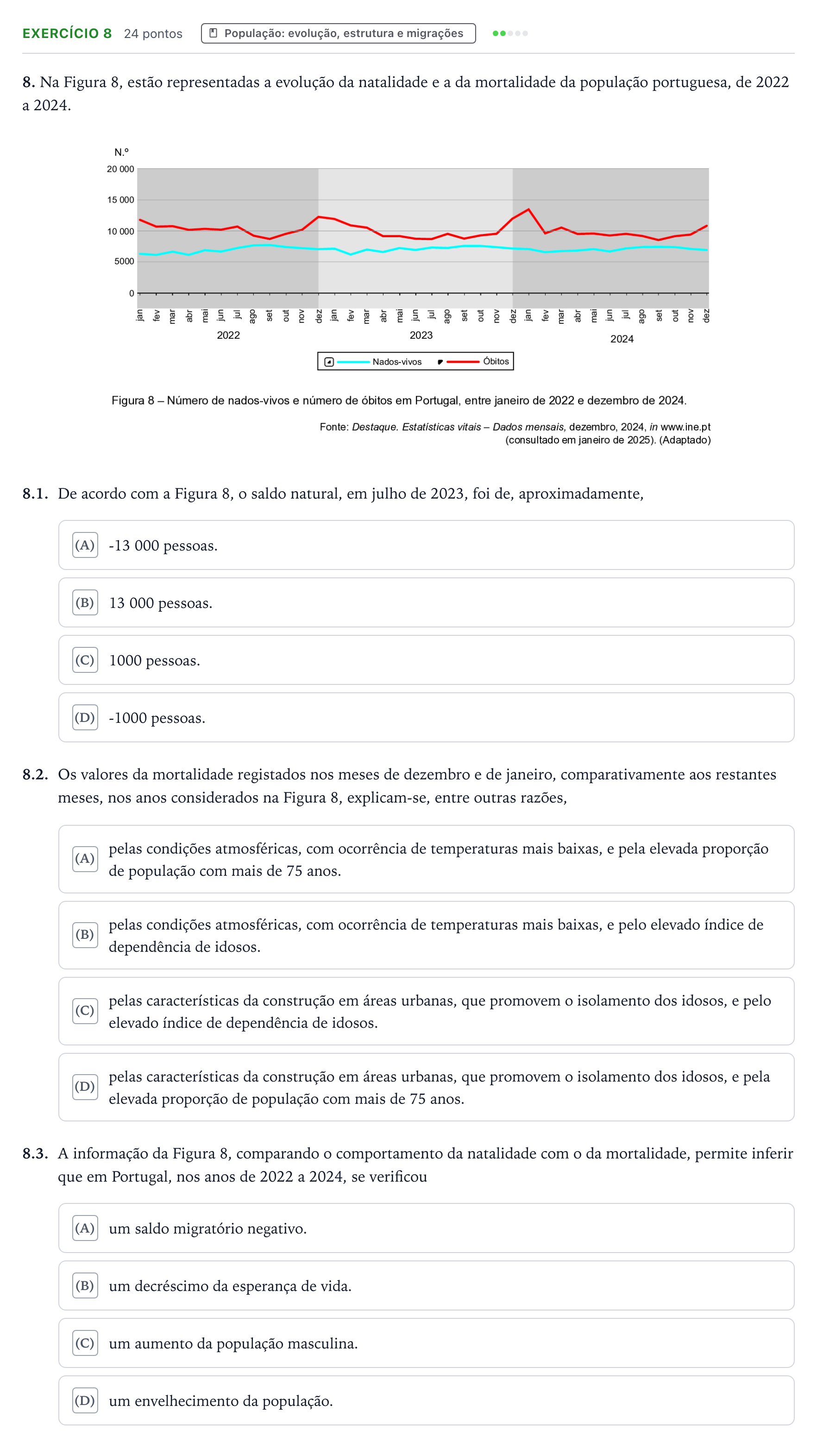 Enunciado: Exercício 8 · Exame Nacional Geografia A 2.ª fase 2025