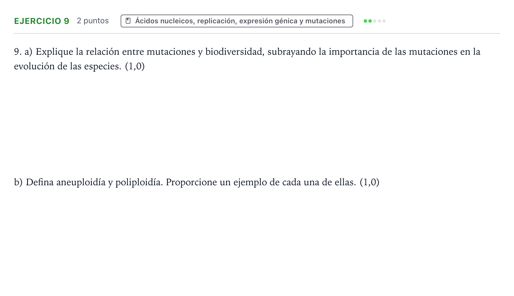 Enunciado: Problema 9 · Biología PAU Castilla y León Ordinaria 2024